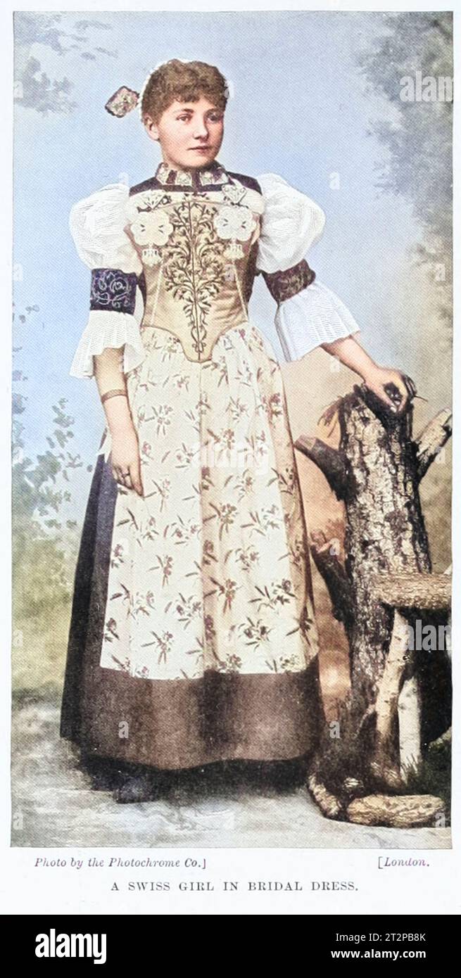 Schweizer Mädchen im Brautkleid Stockfoto