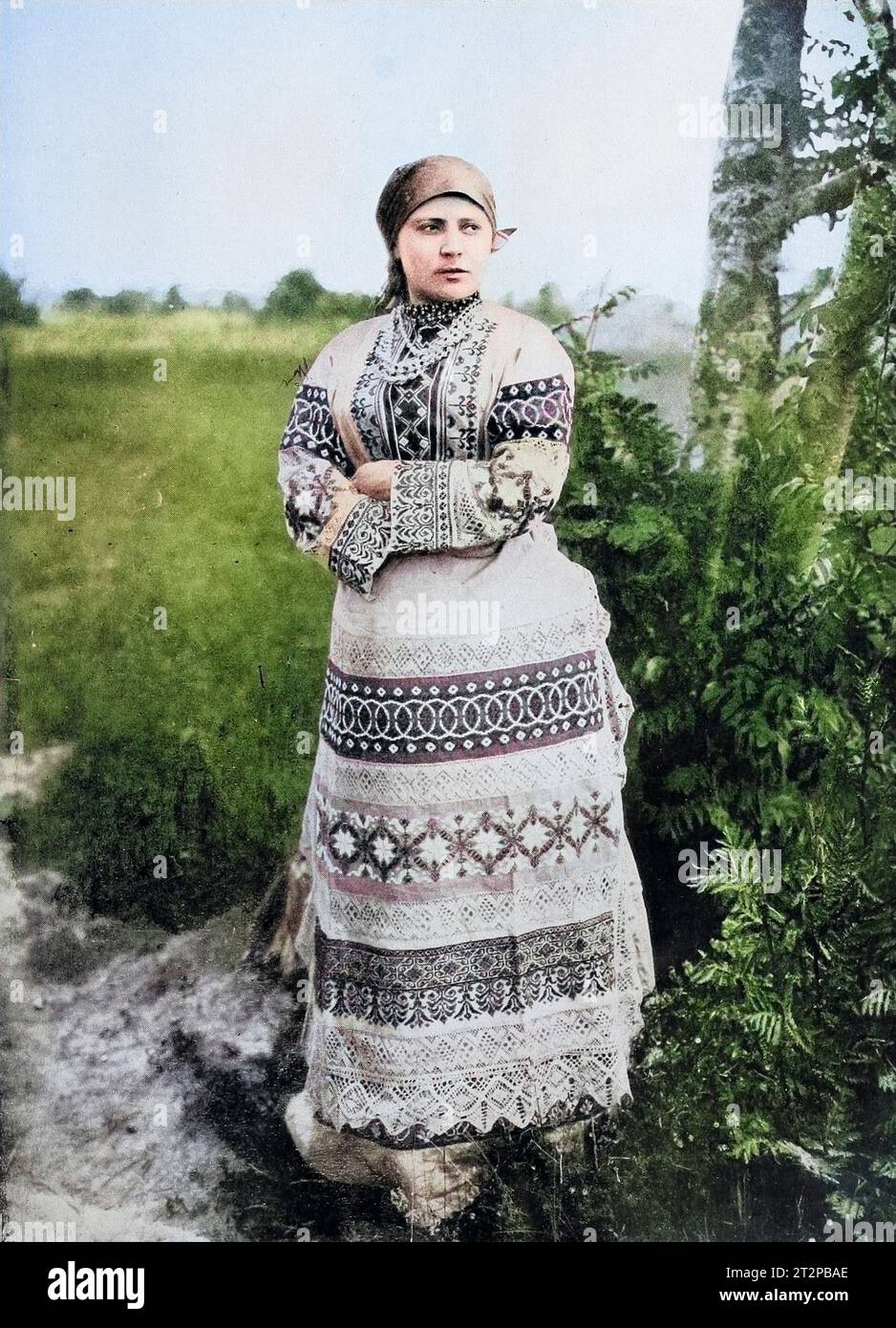 Russischer Bauer in Kostümen Stockfoto