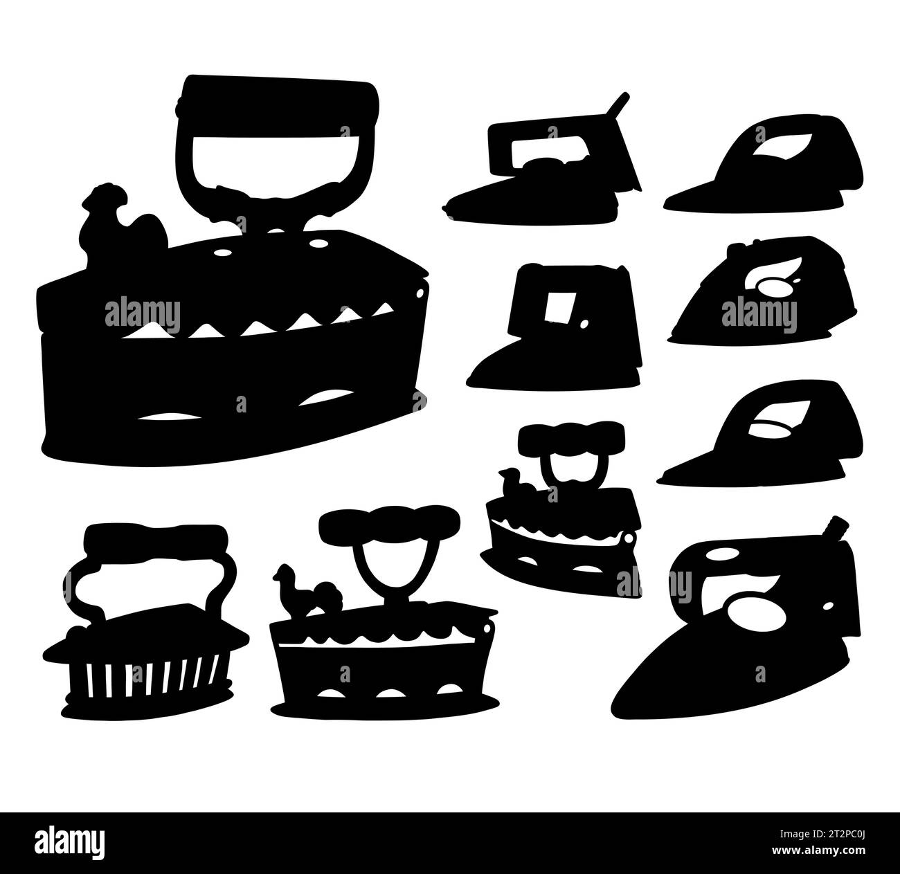 Altmodisches Bügeleisen für die Silhouette der Kleidung Stock Vektor