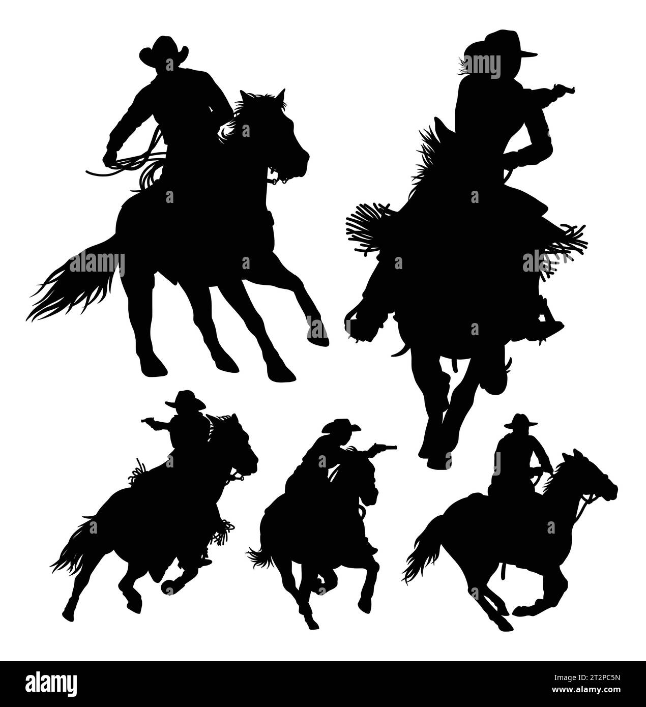 Cowboy, der auf einer Pferdepose reitet Stock Vektor