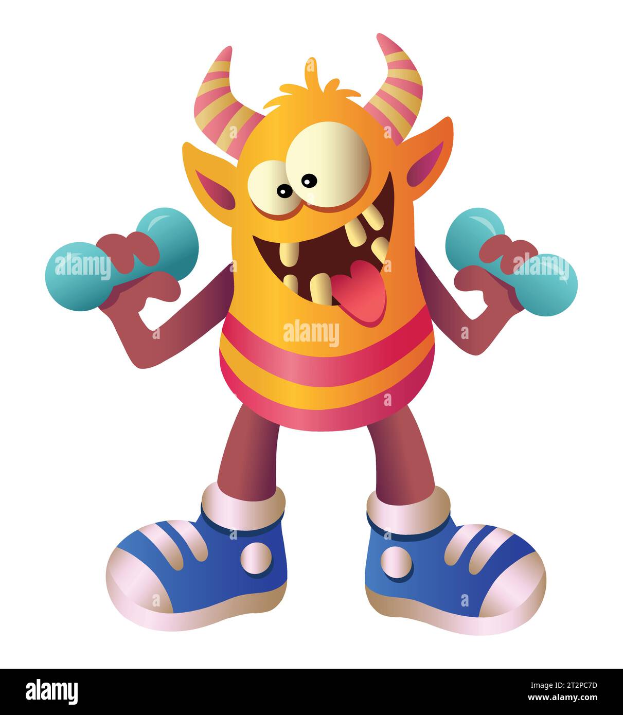 Farbenfrohe Comic-Monster-Figur für Spiele oder Maskottchen-Illustration Stock Vektor