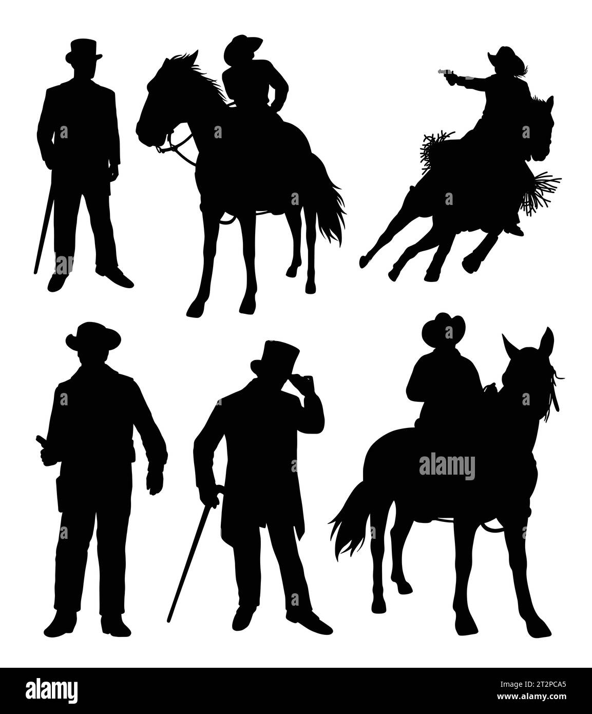 Cowboy, der auf einer Pferdepose reitet Stock Vektor