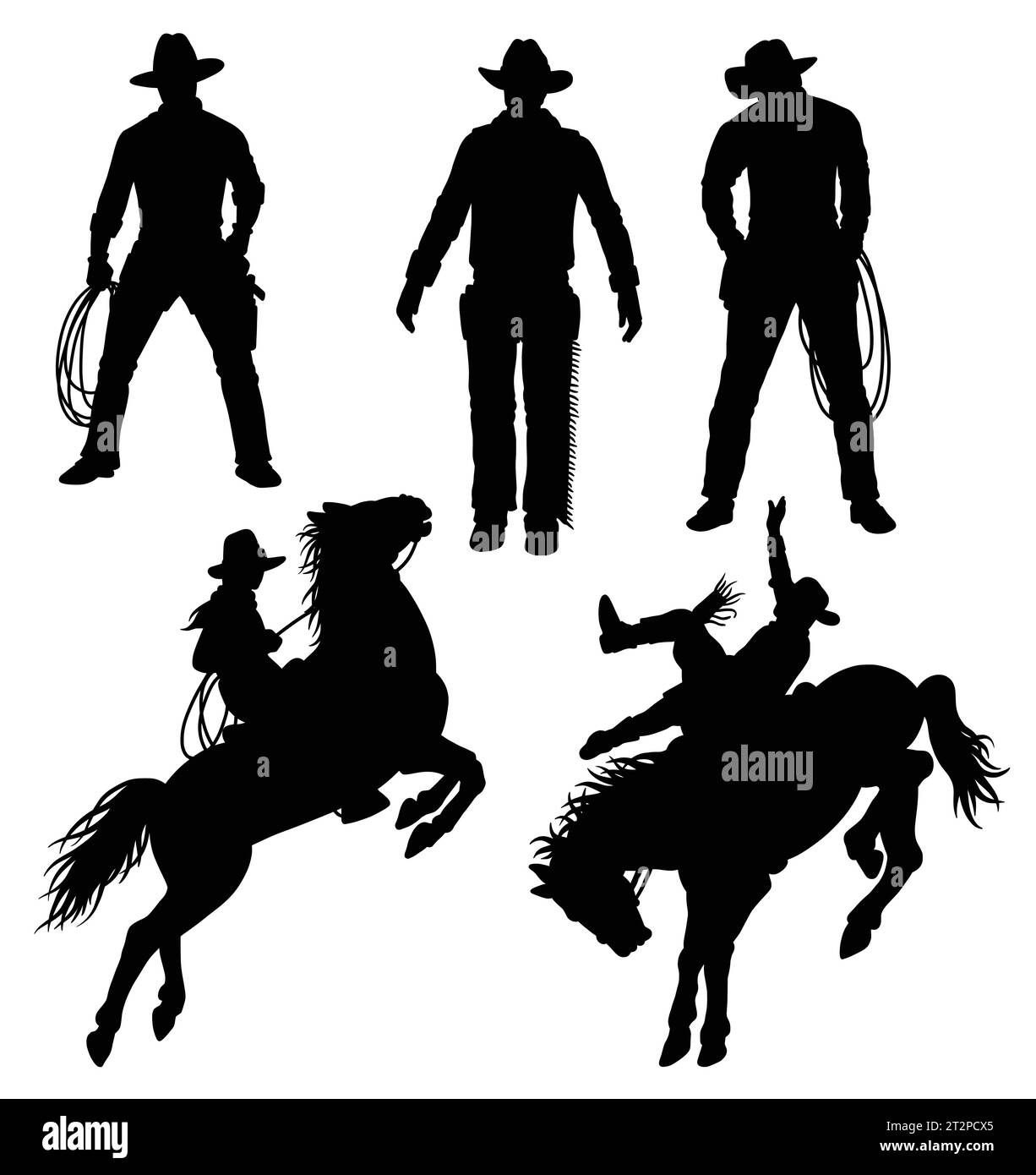 Cowboy, der auf einer Pferdepose reitet Stock Vektor