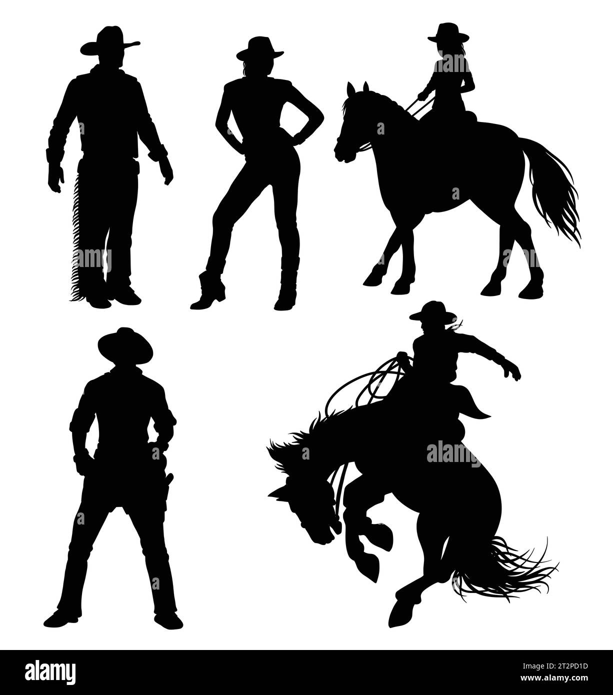 Cowboy, der auf einer Pferdepose reitet Stock Vektor