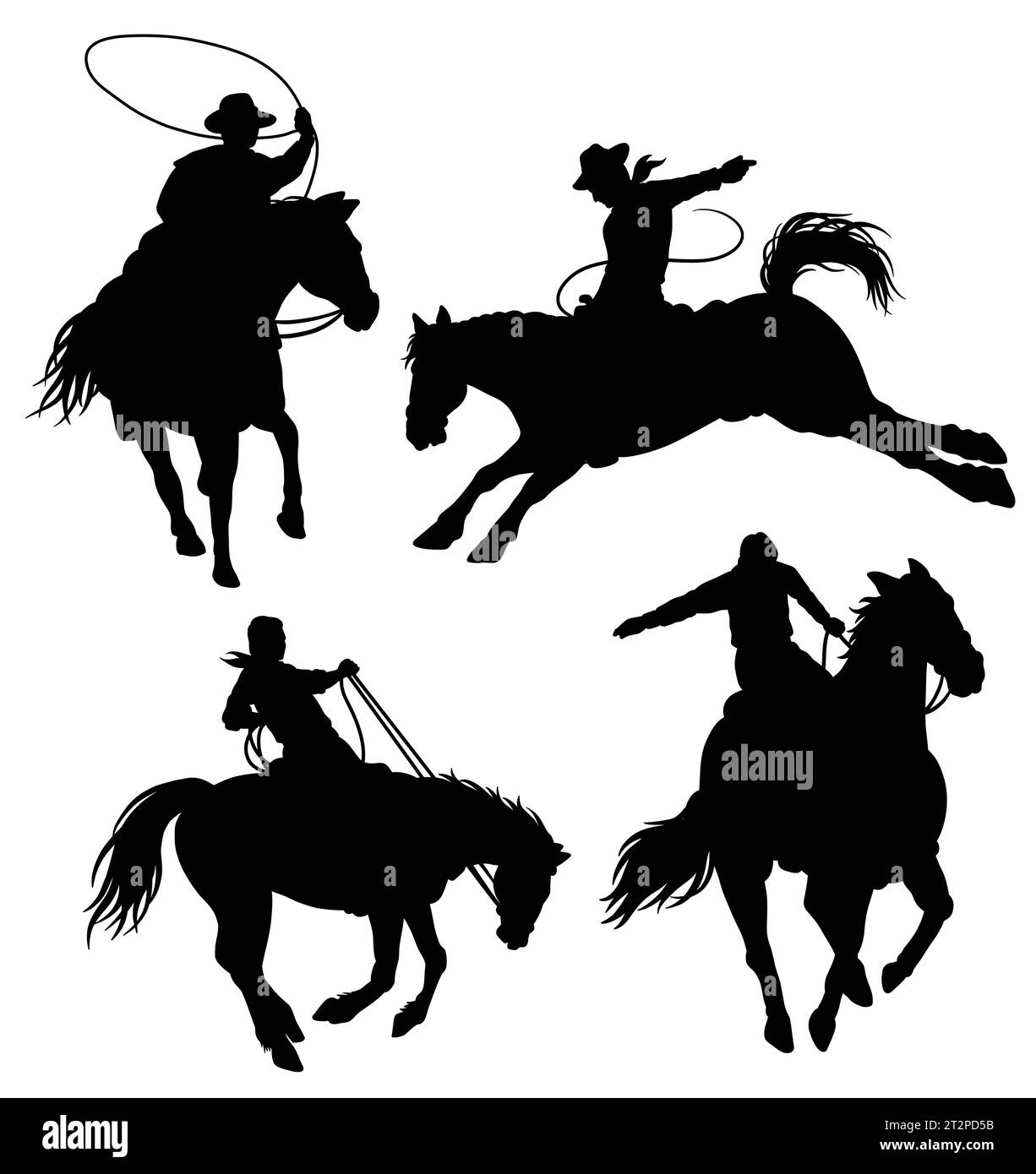 Cowboy, der auf einer Pferdepose reitet Stock Vektor