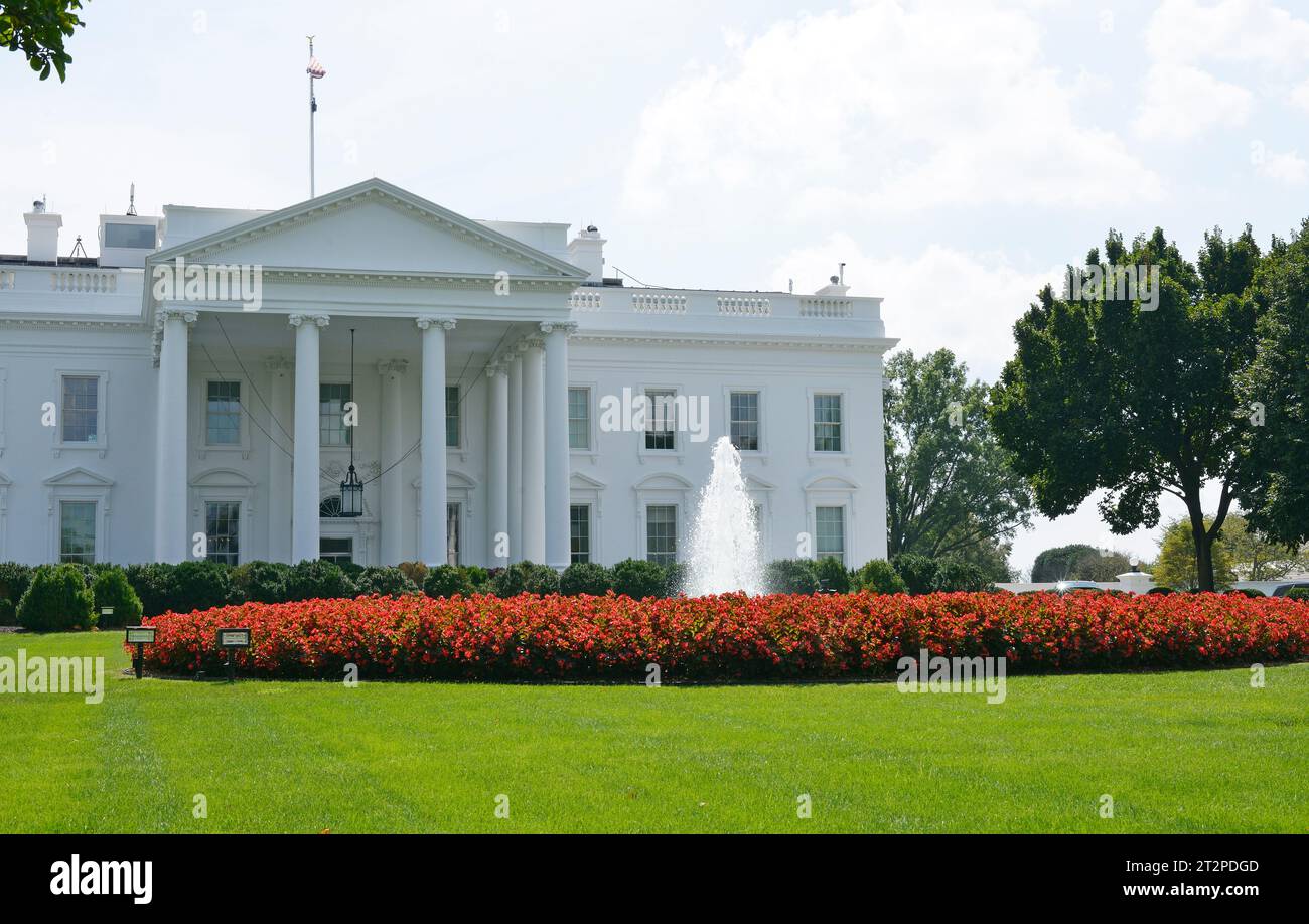 Das Weiße Haus ist der offizielle Wohnsitz und Hauptsitz des Präsidenten der Vereinigten Staaten. Stockfoto
