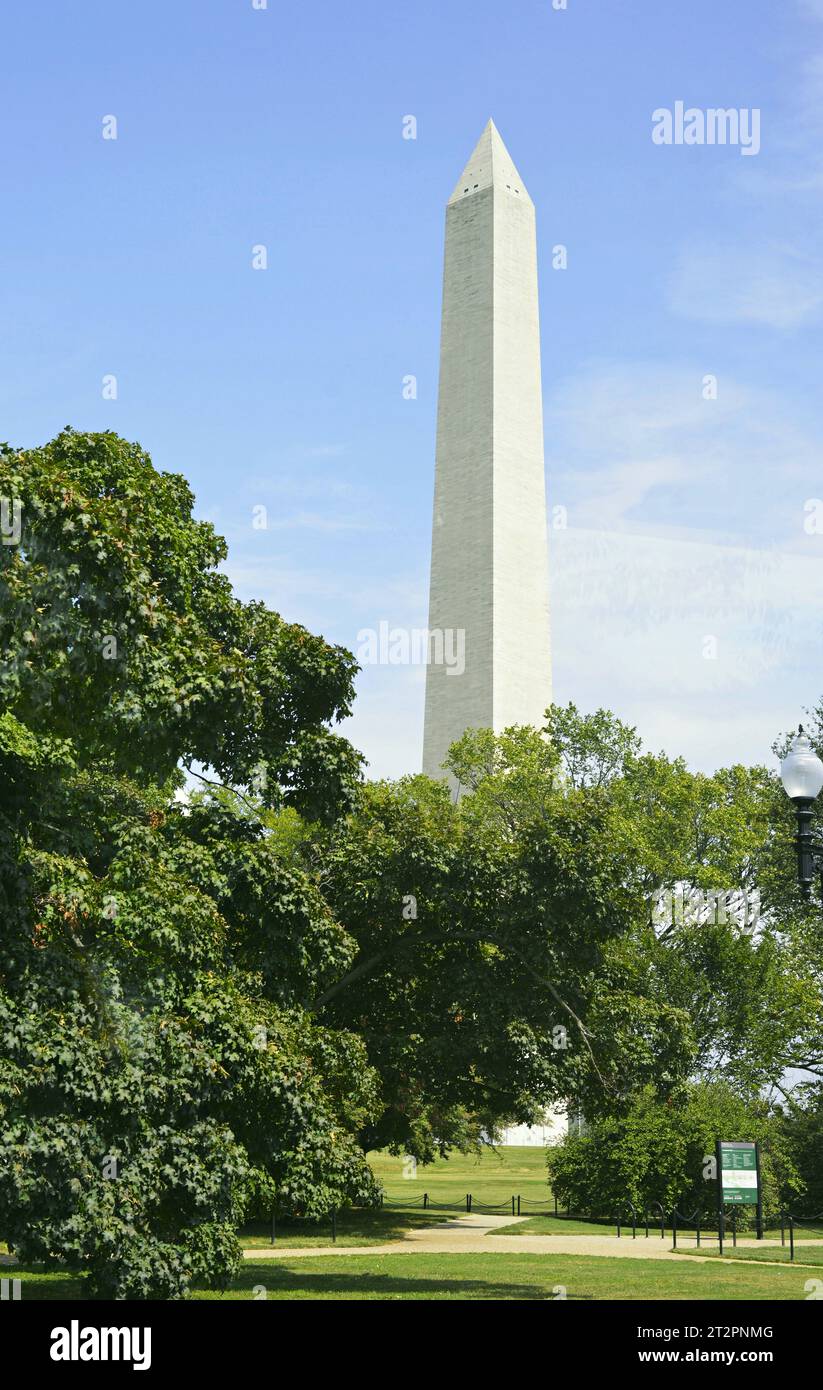 Das Washington Monument ist ein Obelisk auf der National Mall Washington DC, USA Stockfoto