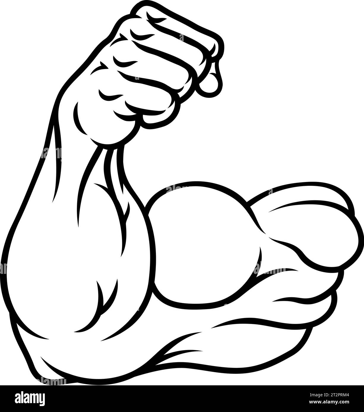 Starker Muskulöser Arm Bizepsmuskel Cartoon-Symbol Stock Vektor