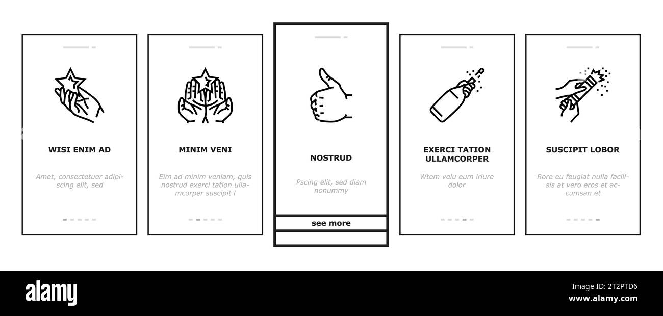 Positive Stimmung Happy Smile Onboarding-Symbole setzen Vektor Stock Vektor