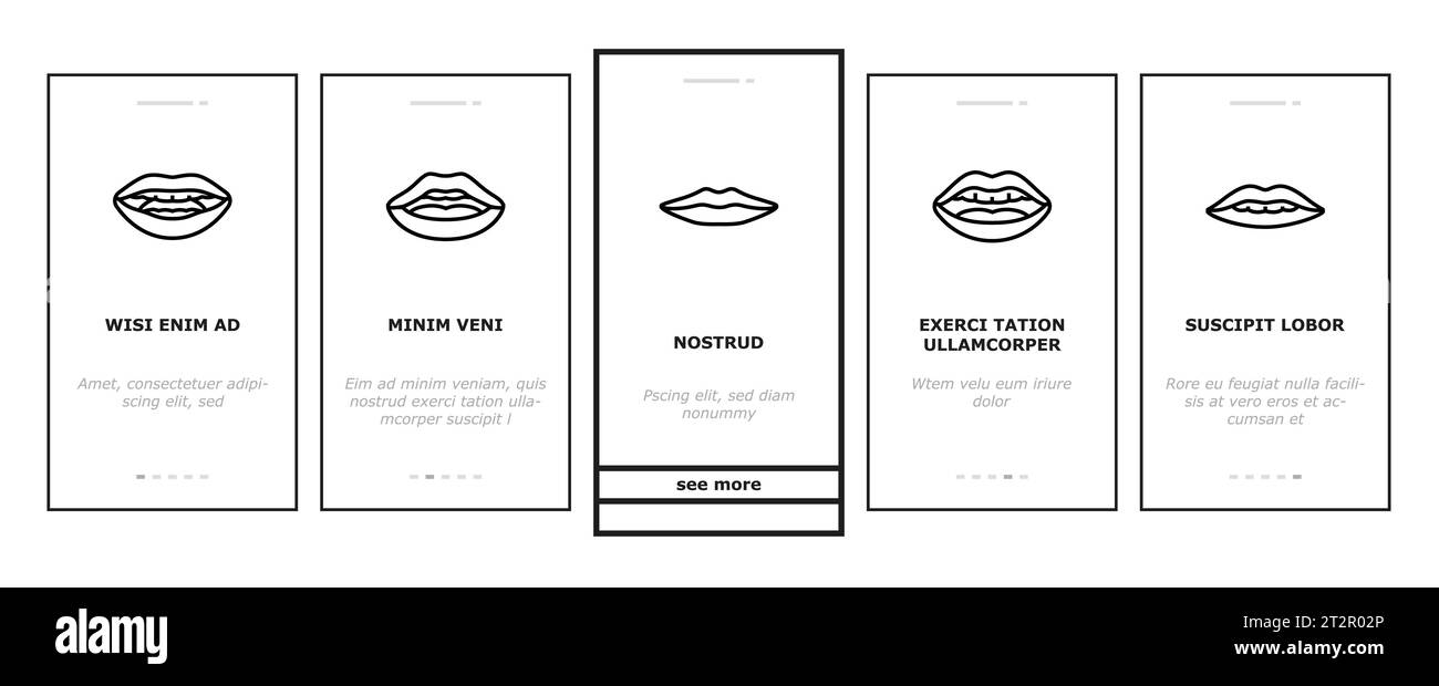 Mund-Zeichen-Animation Onboarding-Symbole setzen Vektor Stock Vektor