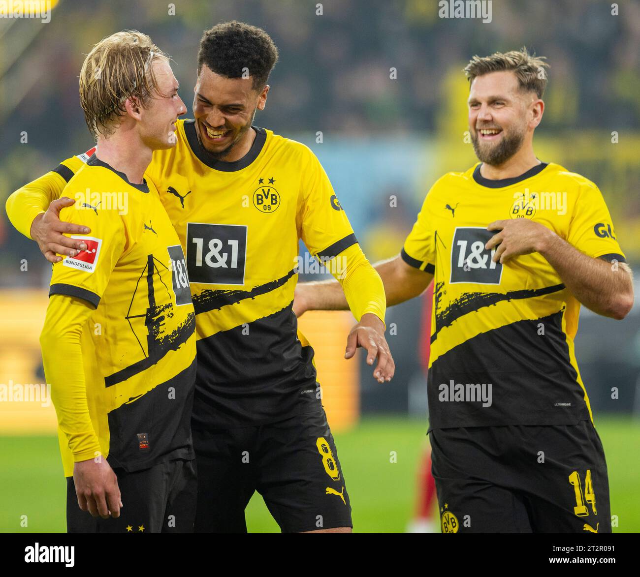 Dortmund, Deutschland. Oktober 2023. Torjubel: Julian Brandt (BVB) Felix Nmecha (BVB) Niclas Füllkrug (BVB) Borussia Dortmund - Werder Bremen 20.10.2023 Stockfoto