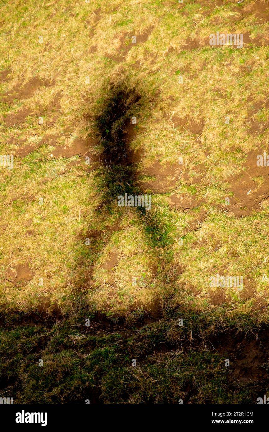 Schatten einer Person zu Fuß Stockfoto