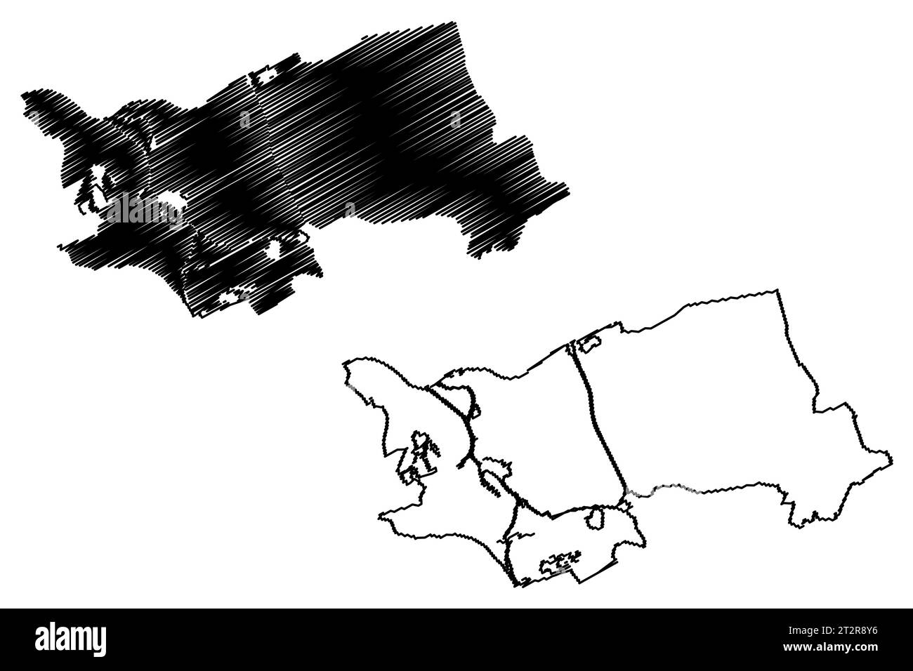 S-Hertogenbosch Stadt und Gemeinde (Königreich der Niederlande, Holland, Nordbrabant oder Provinz Noord-Brabant) Kartenvektordarstellung, Scribble Stock Vektor