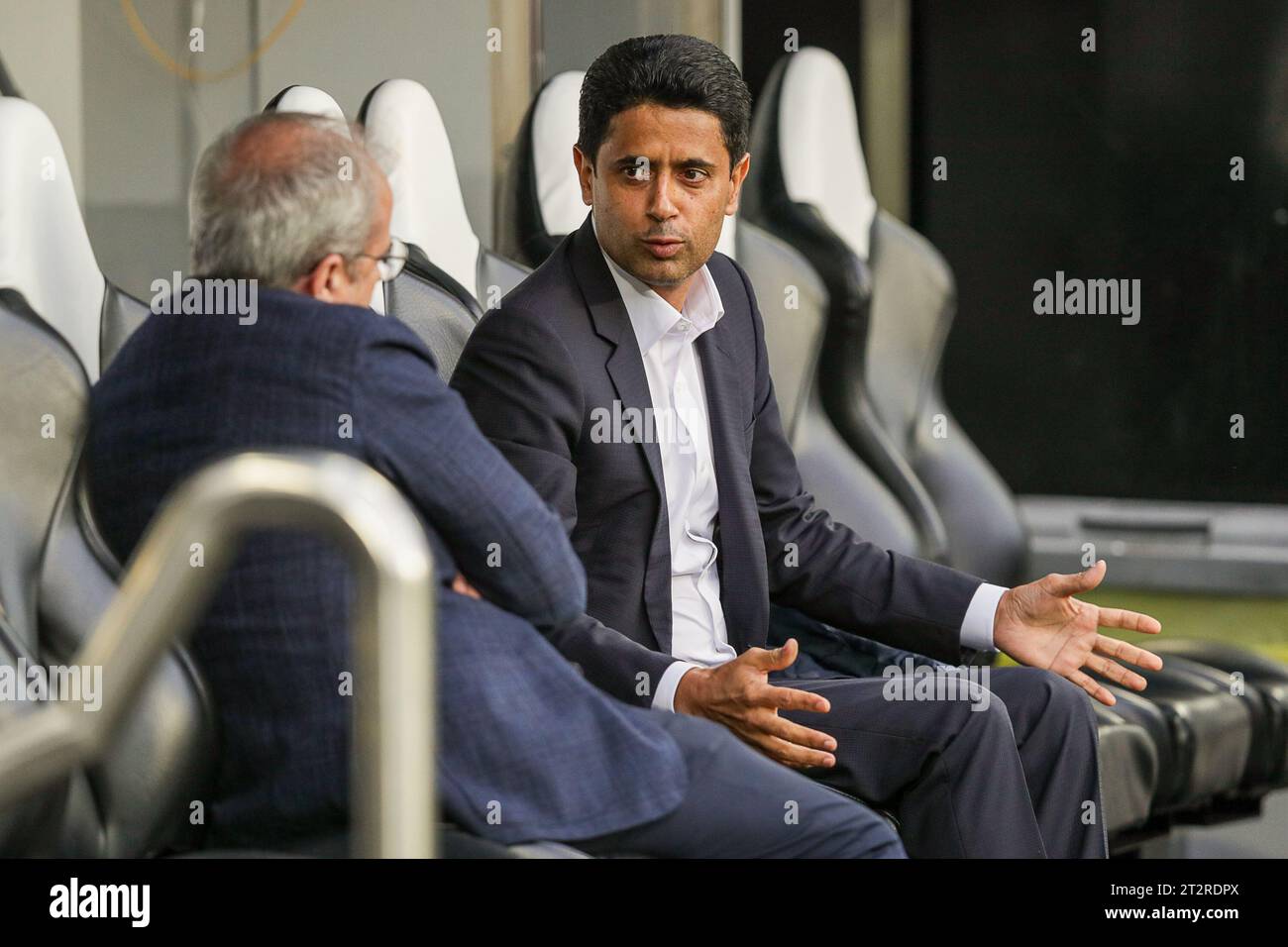 Nasser Al-Khelaifi - Paris Saint-Germain Training vor dem UEFA Champions League Spiel gegen Newcastle United - St James' Park, Newcastle upon Tyne, Großbritannien - 3. Oktober 2023 Stockfoto