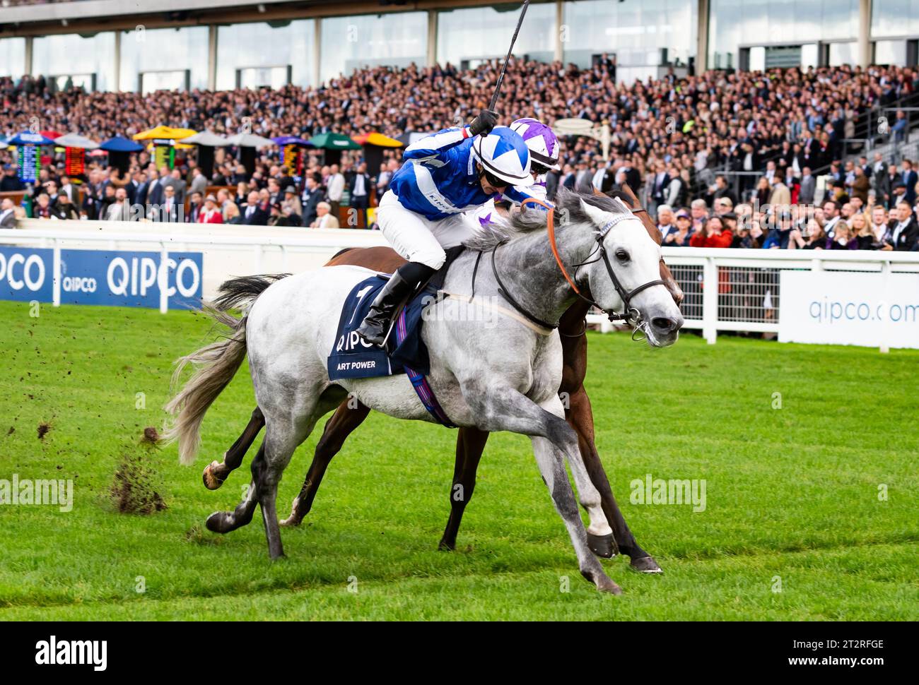 Ascot, Berkshire, Vereinigtes Königreich. Samstag, 21. Oktober 2023. Art Power und David Allan gewinnen die QIPCO British Champions Sprint Stakes Group 1 für Trainer Tim Easterby und Eigentümer King Power Racing Co Ltd Credit JTW equine Images / Alamy Live News Stockfoto