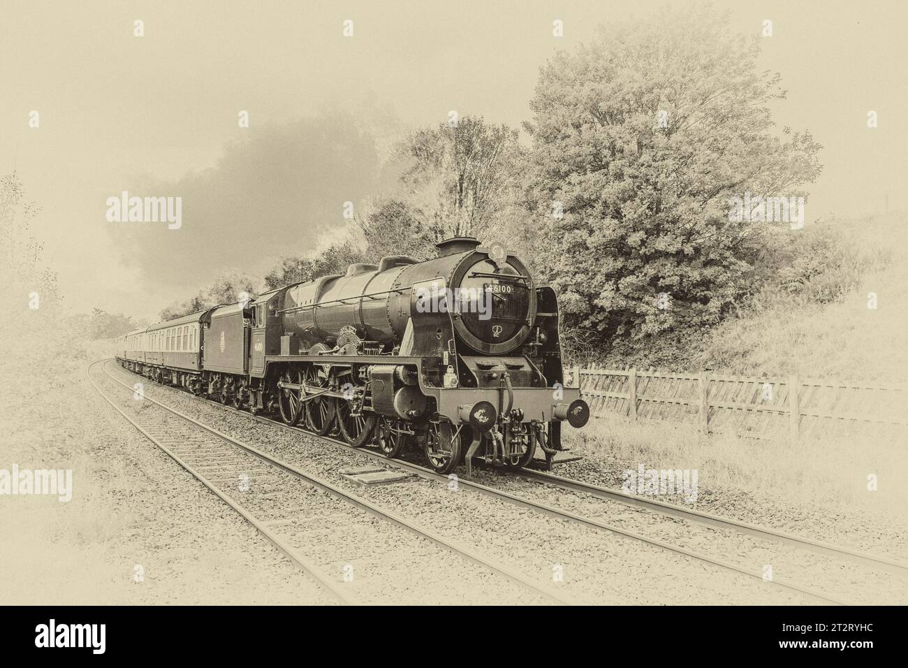 Royal Scot, 46100, Daphos Trains Classic Steam Pennine Moors Explorer, der am 21. September 10/23 im Rugby nach Hellifield reist und durch Long Preston führt. Stockfoto