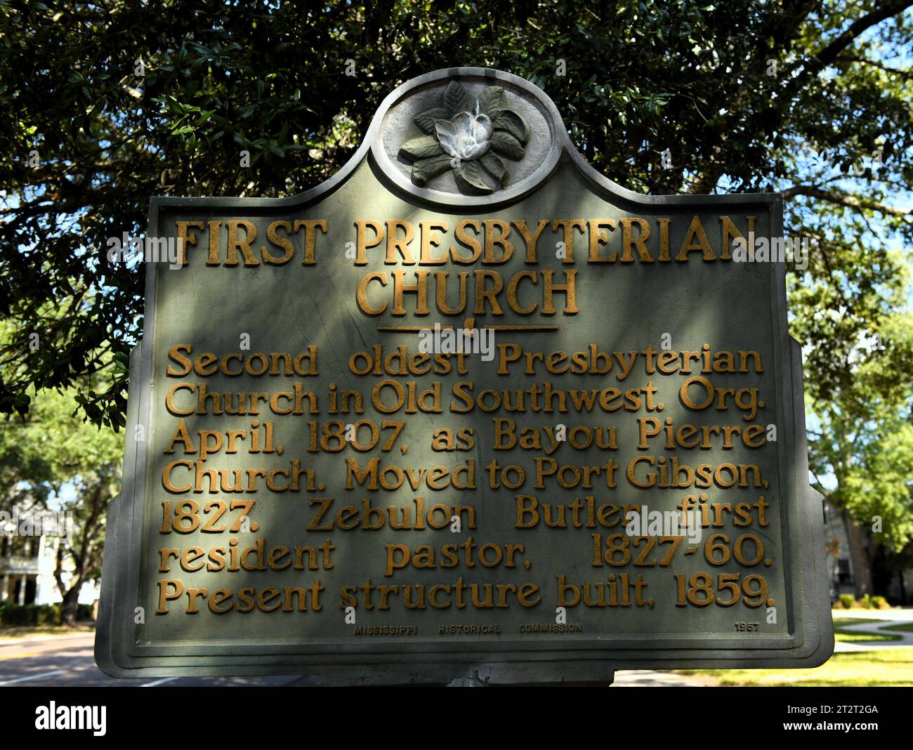 Erste Presbyterianische Kirche in Port Gibson, Mississippi. Stockfoto