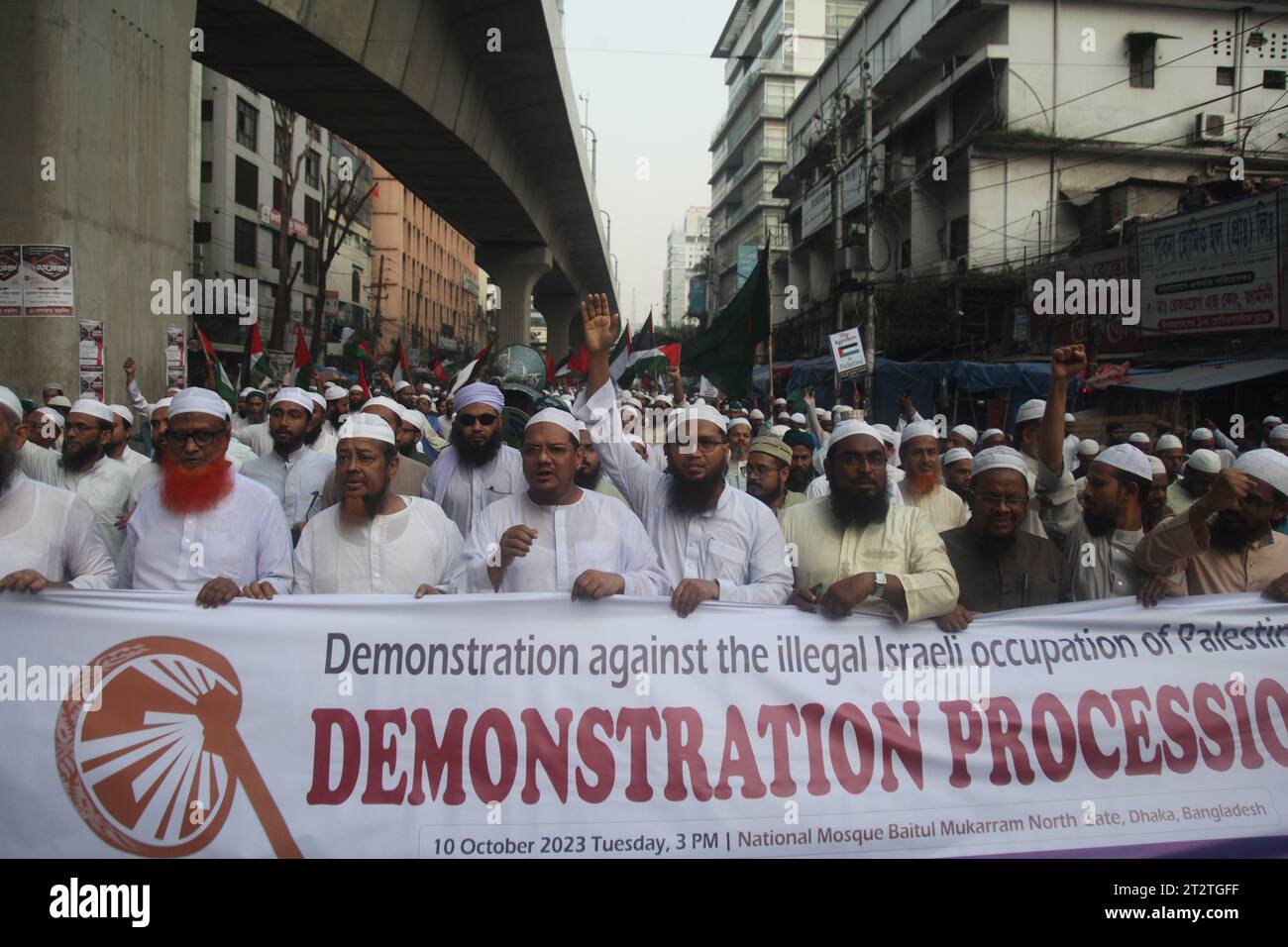Dhaka Bangladesch 10. Oktober 2023, die islamische Bewegung führte Demonstrationen und Märsche gegen die illegale israelische Besetzung Palästinas durch. Nazmul isla Stockfoto
