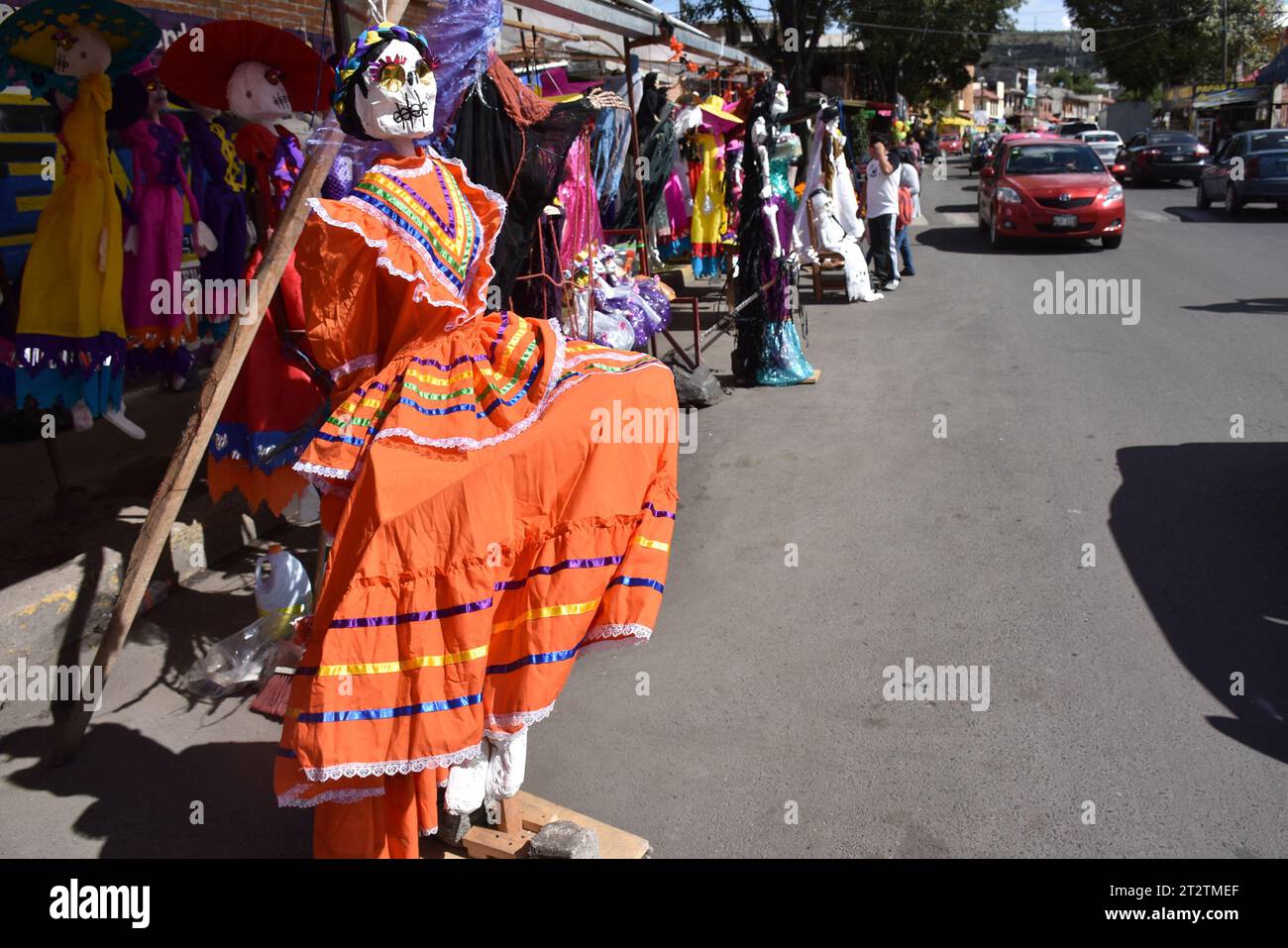 Tag der Toten Figuren in Mexiko-Stadt Stockfoto