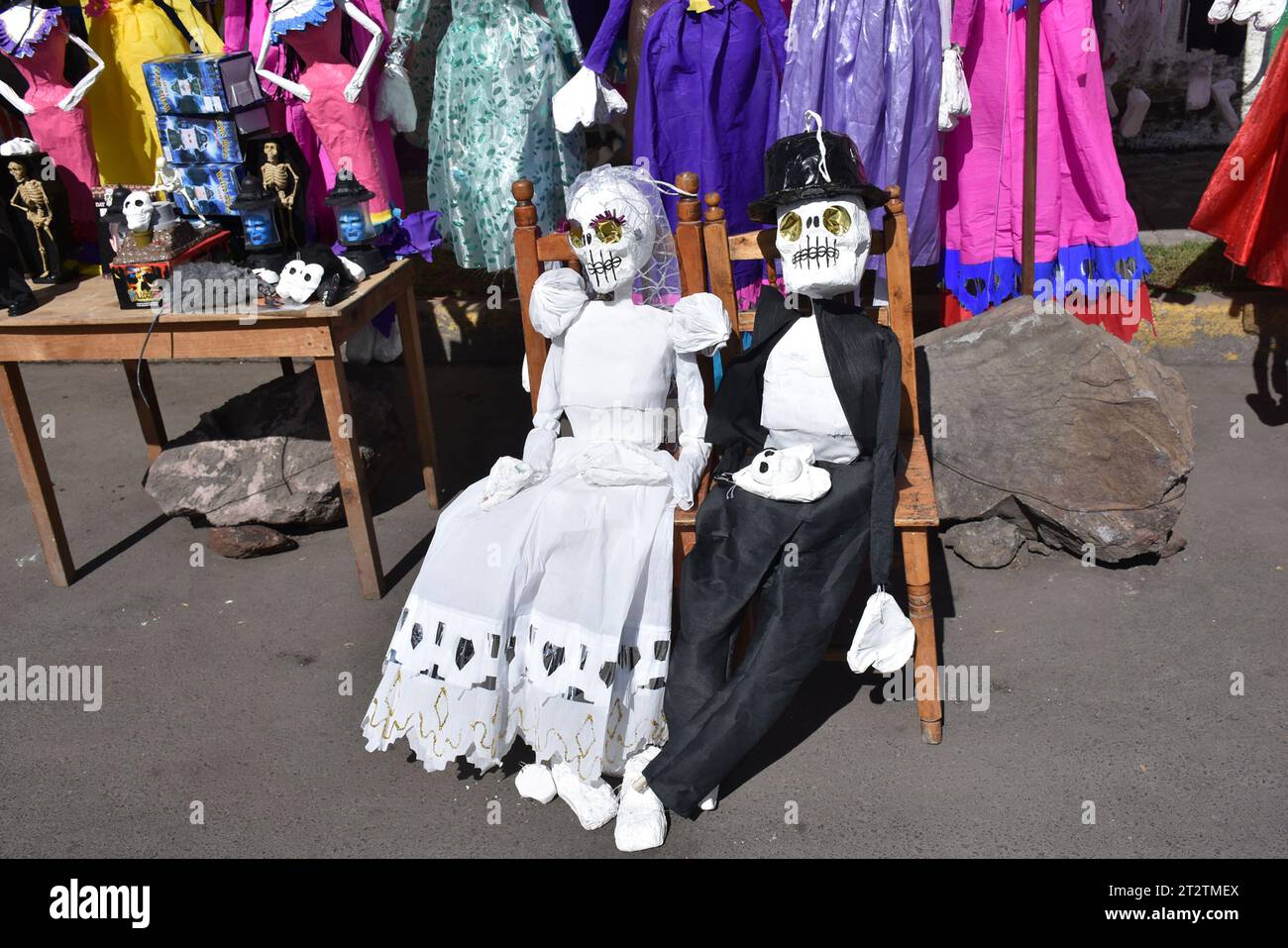 Tag der Toten Figuren in Mexiko-Stadt Stockfoto