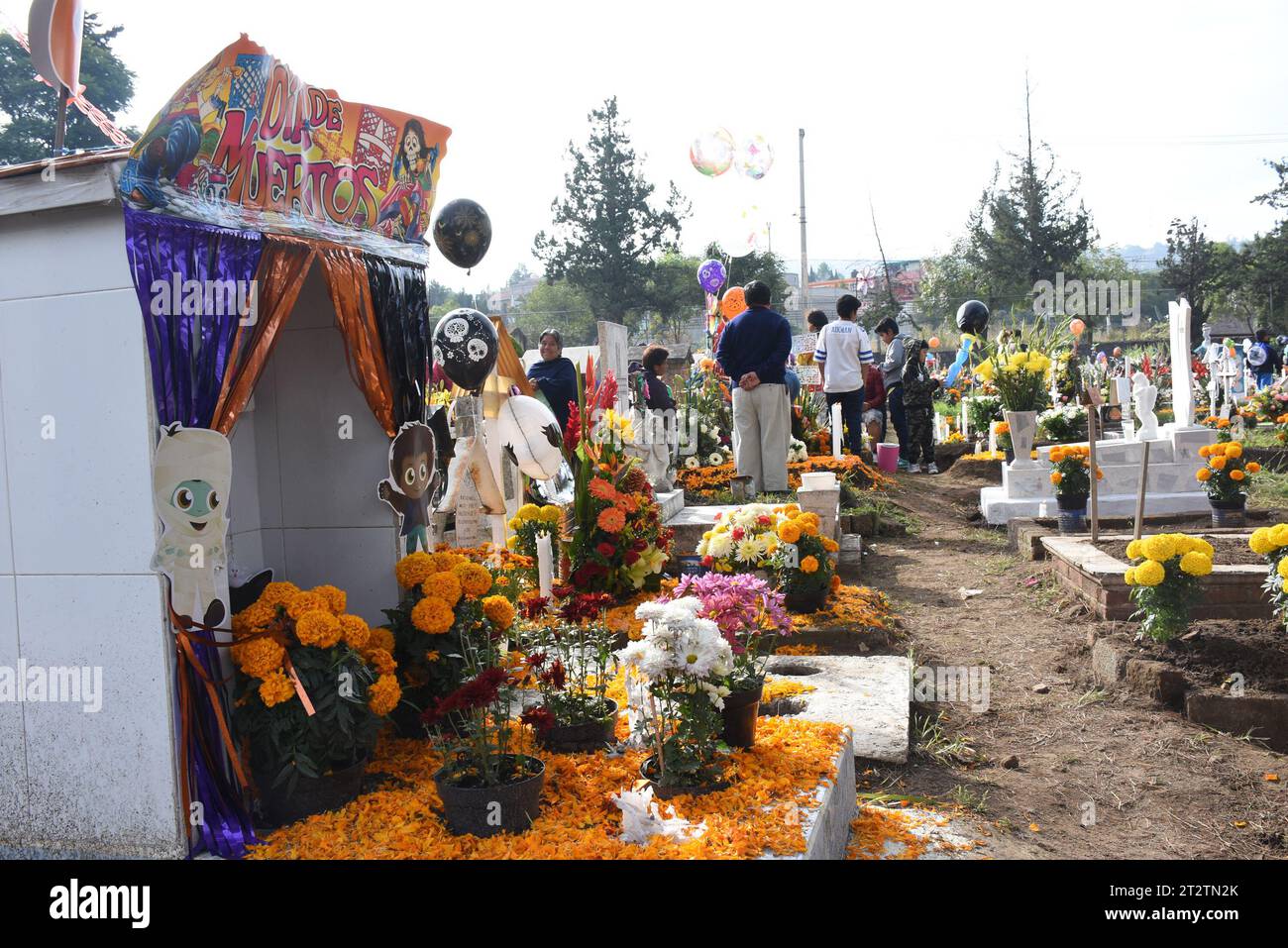 Der Friedhof am Tag der Toten in San Gregorio Atlapulco, Xochimilco, Mexiko-Stadt Stockfoto