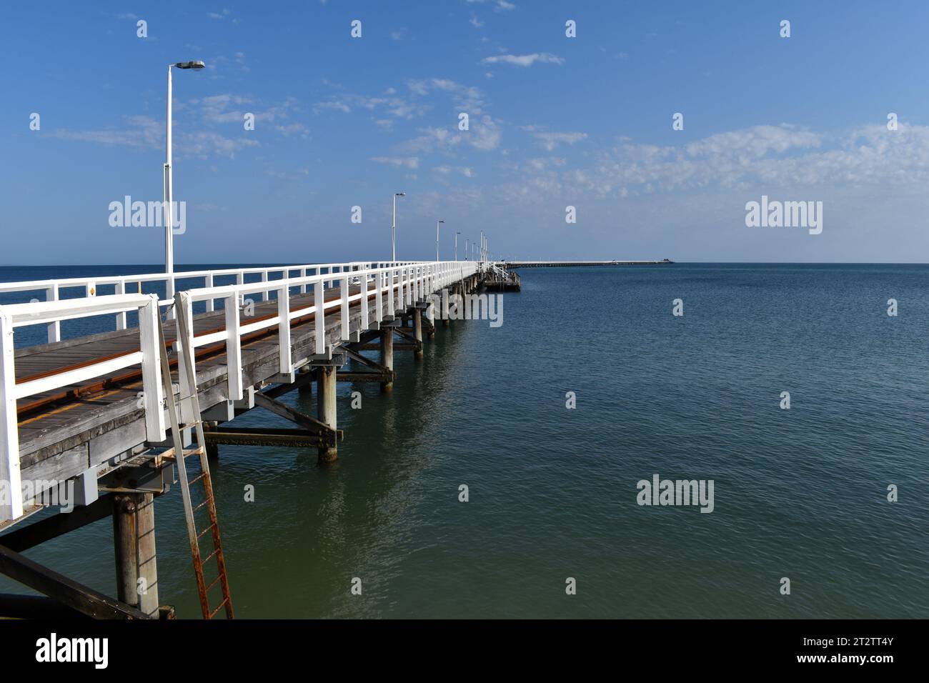 Busselton Jetty der längste Holzstapel in der südlichen Hemisphäre und ein beliebtes Touristenziel, Geographe Bay, Western Australia, Austral Stockfoto