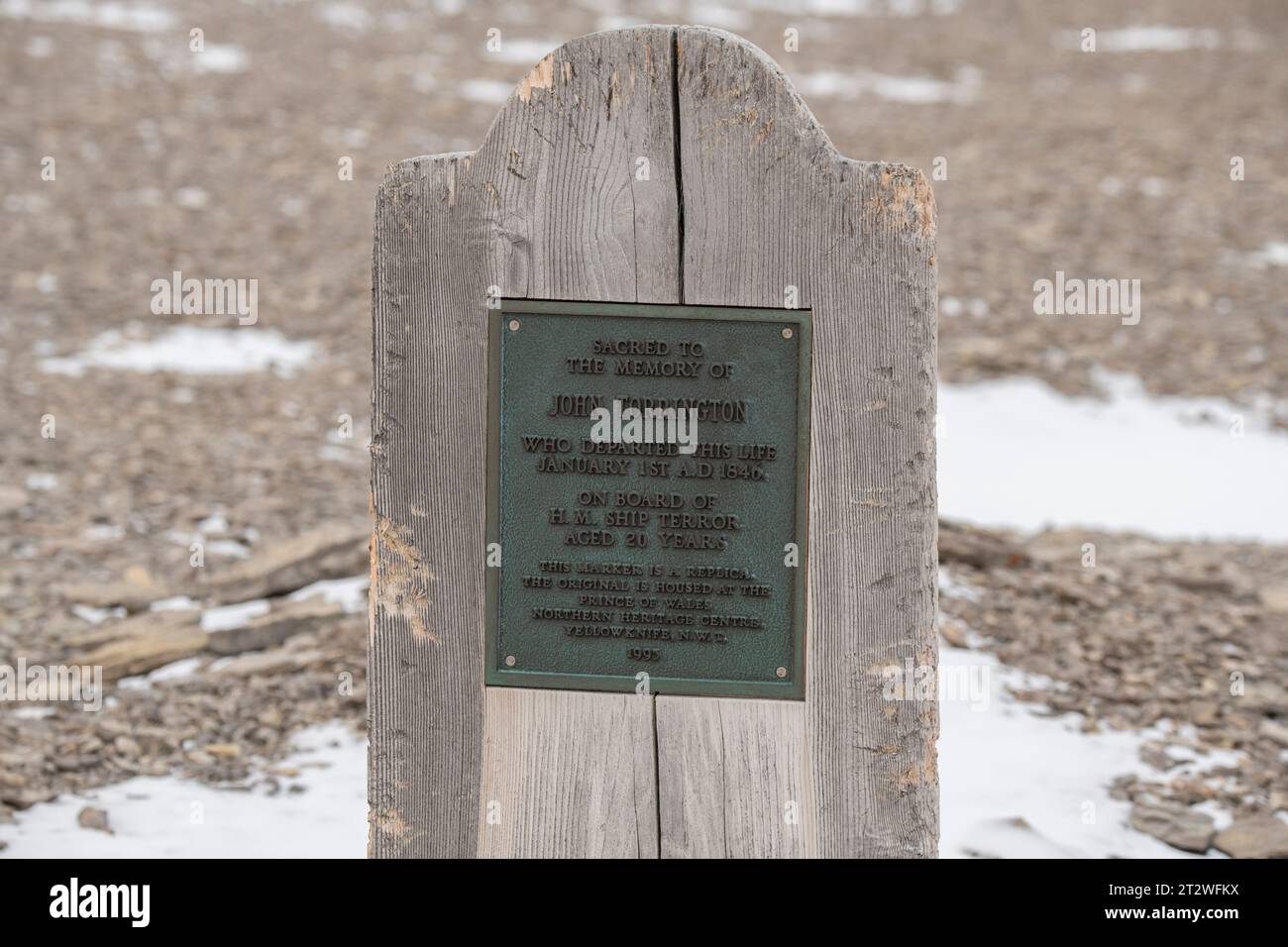 Kanada, Nunavut, Resolute Bay, Erebe Bay, Beechey Island. Ort, an dem die Franklin-Expedition von 1845 überwinterte. Stockfoto