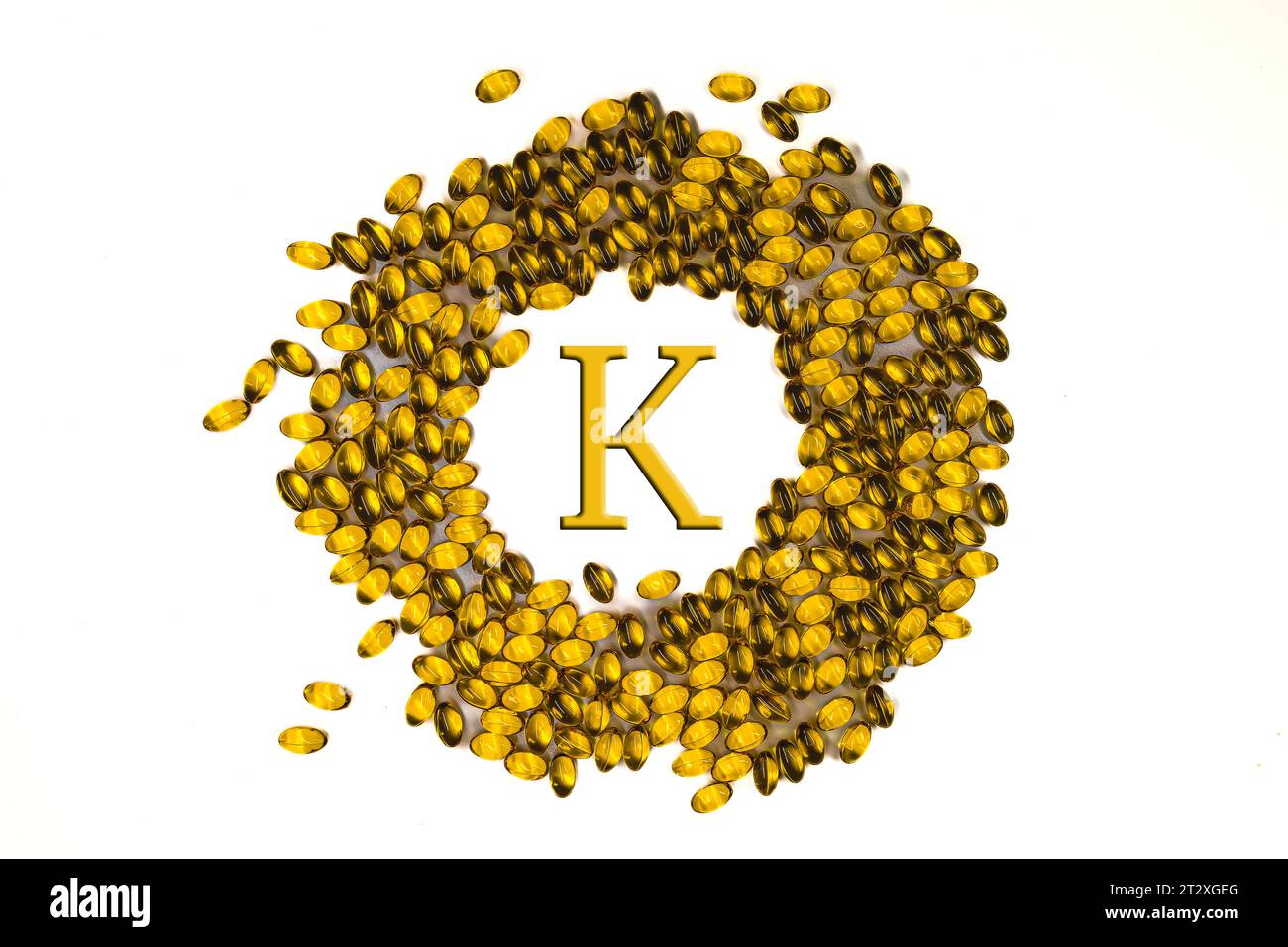 Kapseln oder Tabletten Vitamin K. Nahrungsergänzungsmittel für ein gesundes Leben. Stockfoto