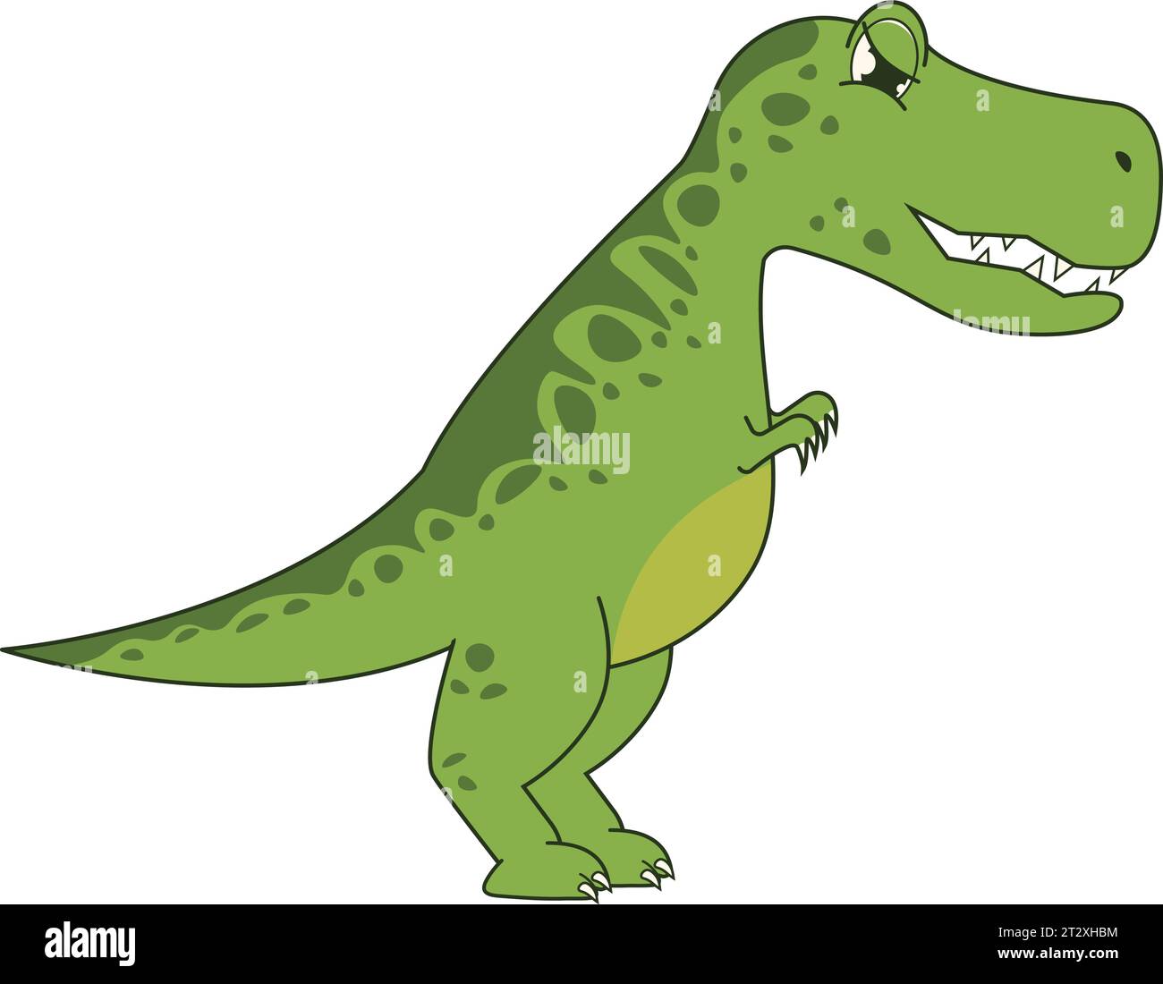 Netter grüner Tyrannosaurus Rex, Dinosaurier-Illustration. Stock Vektor