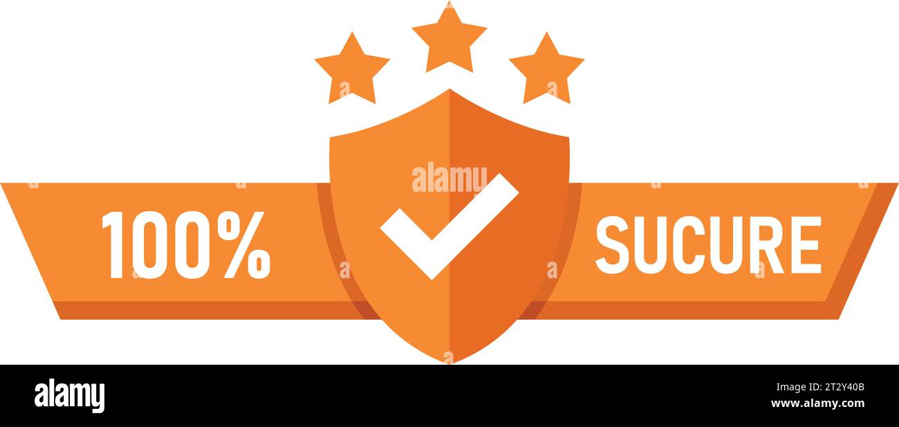 100 % sicheres Symbol im flachen Stil. Vektorillustration der Datenschutzgarantie auf isoliertem Hintergrund. Geschäftskonzept für Sicherheitsrisikozeichen. Stock Vektor
