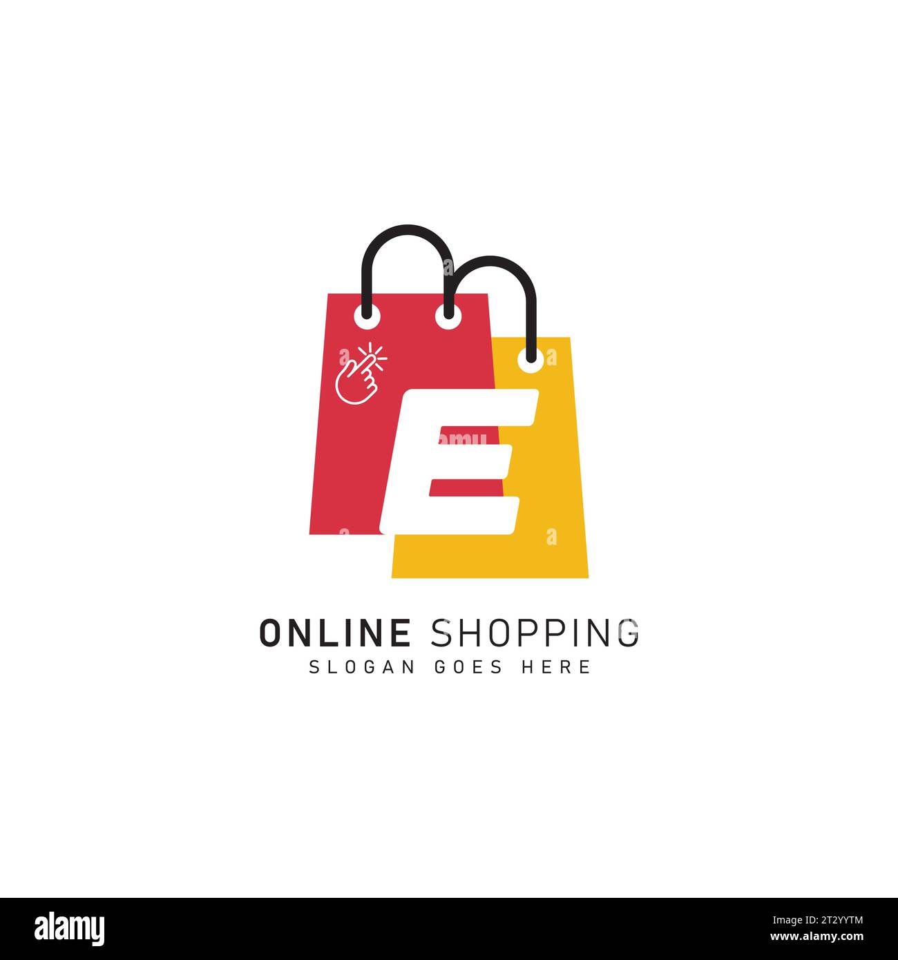 Einkaufstasche Logo Symbol mit Buchstabe E. Vektordatei Alphabet E Concept Design Logo Vorlage Stock Vektor