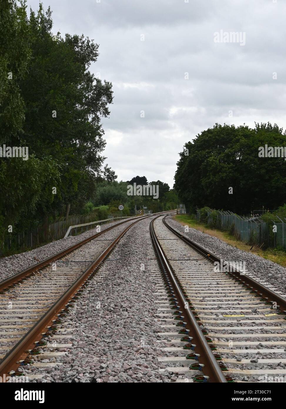 Blick entlang der Bahnlinien, woodbridge, suffolk Stockfoto