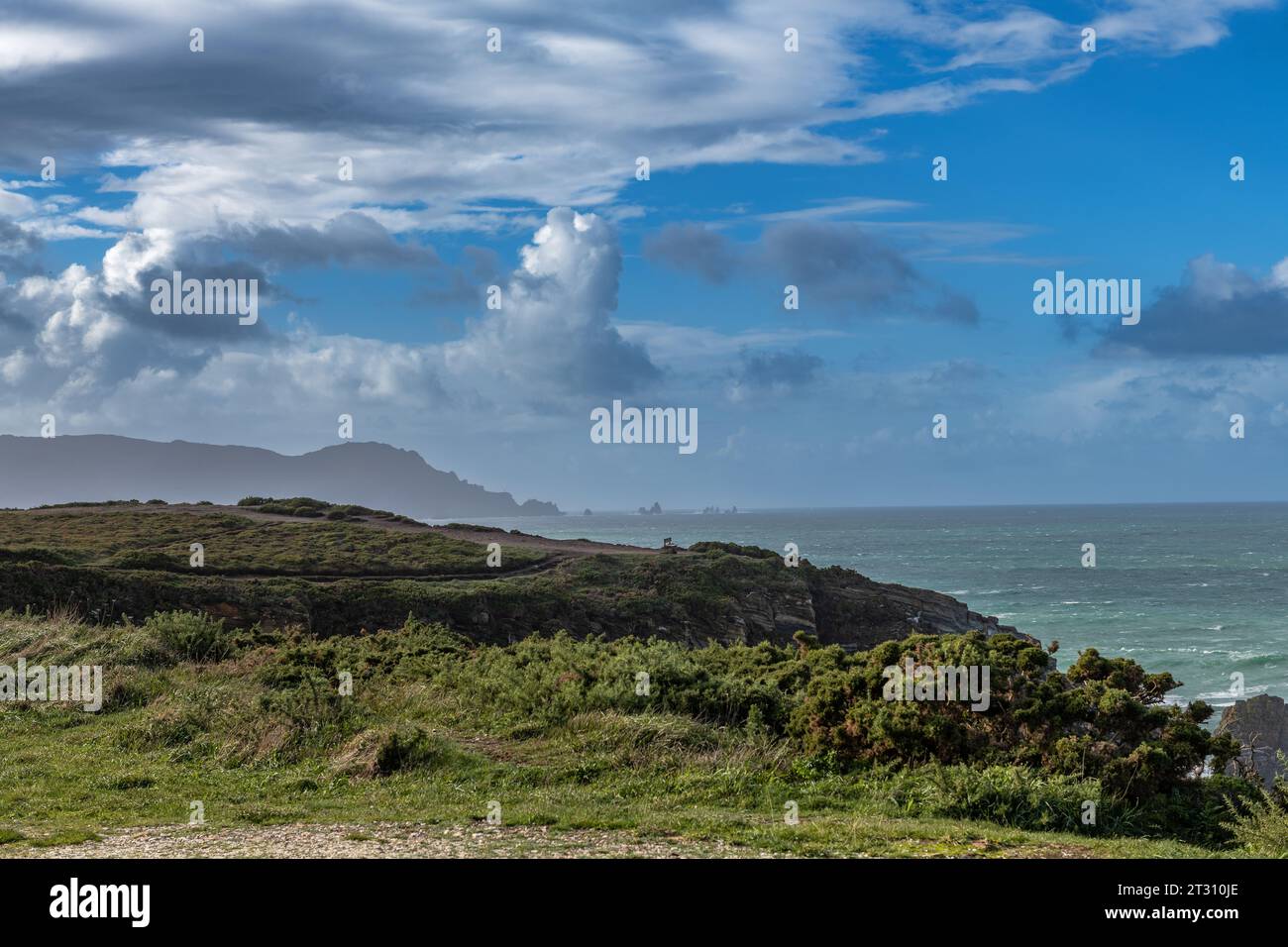 Zerklüftete Küstenlandschaft an der Ria de Ortigueira Galicien, Spanien Stockfoto