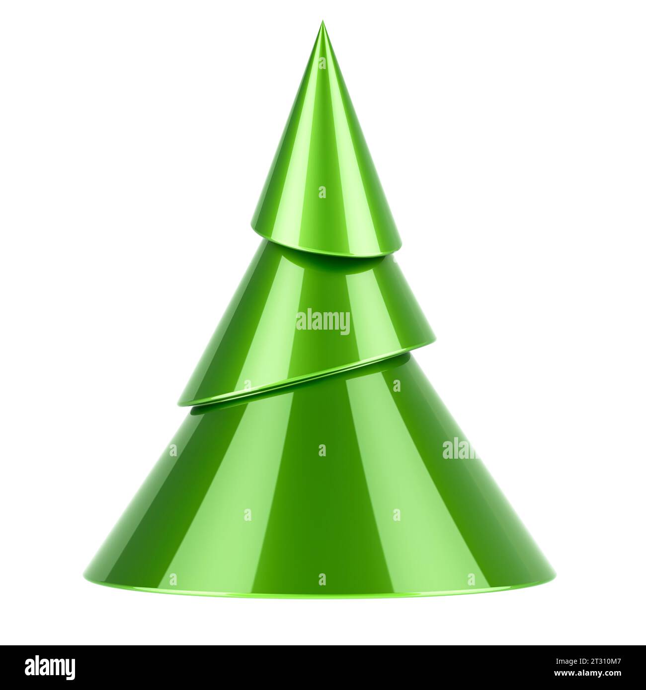 Abstrakter Weihnachtsbaum, grüne Farbe. 3D-Rendering isoliert auf weißem Hintergrund Stockfoto