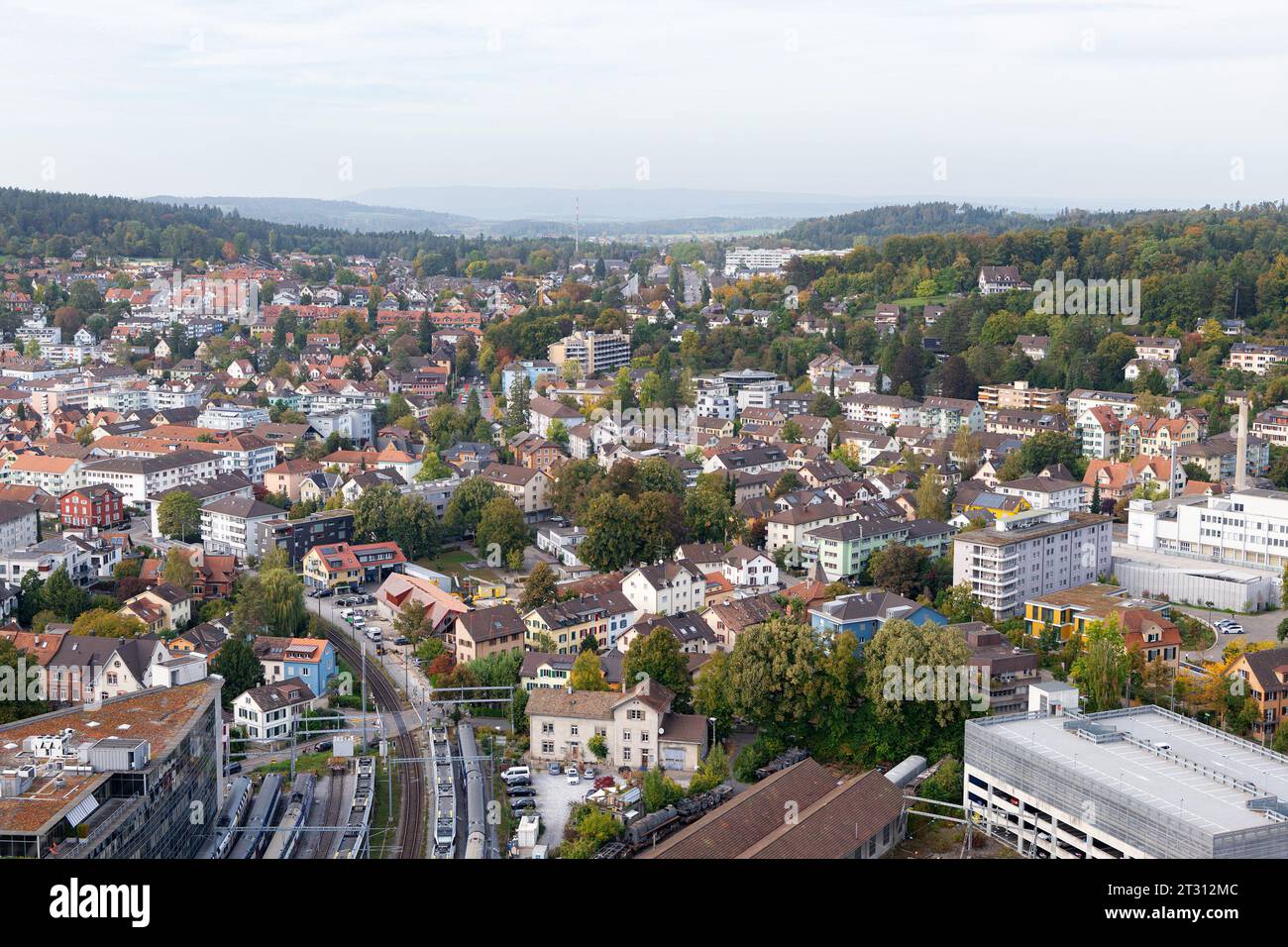 Blick auf das Stadtbild von Winterthur (Schweiz), Viertel Veltheim Stockfoto