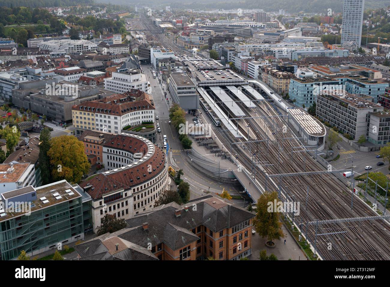 Blick auf den Bahnhof Winterthur (Schweiz) Stockfoto