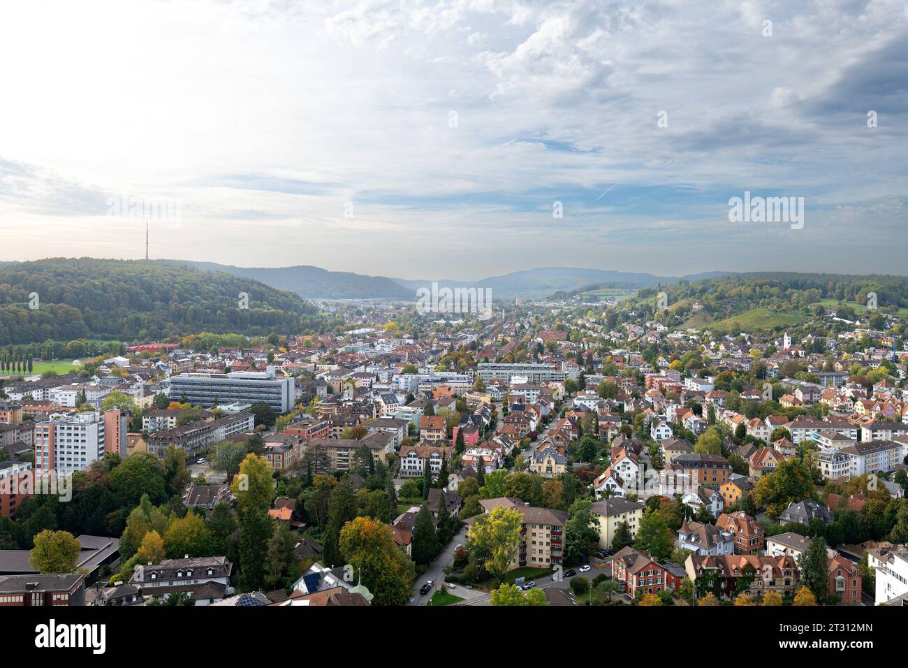 Blick auf das Stadtbild von Winterthur (Schweiz), einschließlich Viertel Wuelflingen Stockfoto