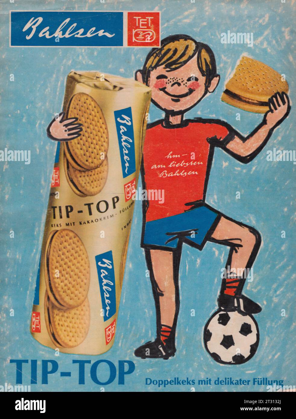 Bahlsen Doppelkeks mit Delikater Fullung deutscher Vintage-Werbespot Bahlsen Cookies Werbung 1969 Bahlsen Kekse Werbeplakat Stockfoto