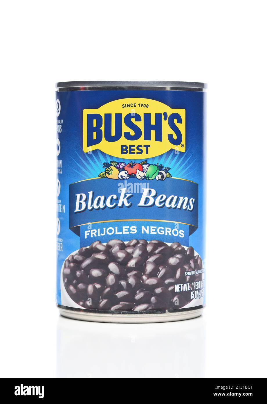 IRVINE, KALIFORNIEN - 19. OCT 2023: A Dose of Bushs Best Black Beans, Frijoles Negros. Stockfoto