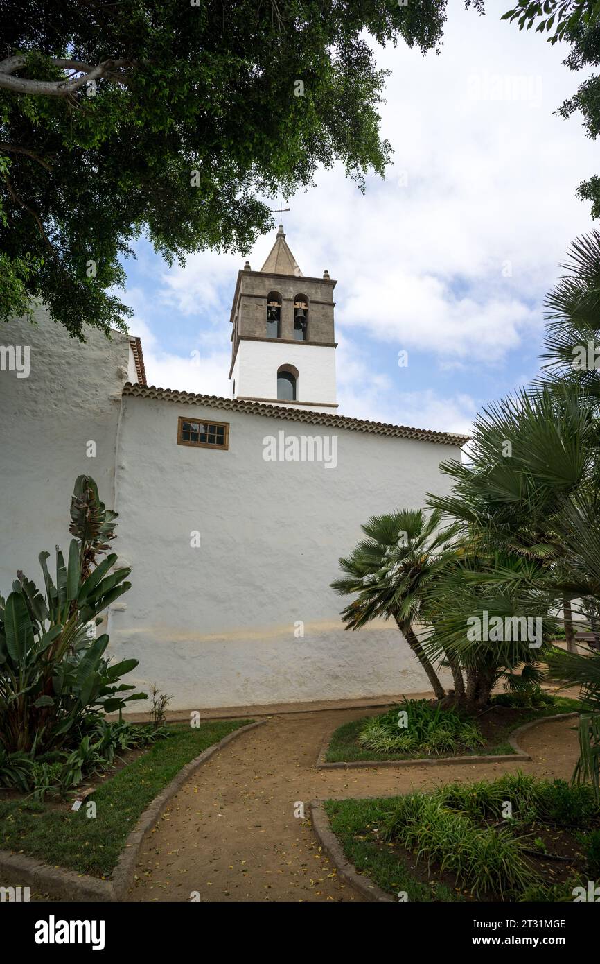 Glockenturm der Pfarrei St. Markus. Icod de los Vinos. Teneriffa, Kanarische Inseln. Spanien. Stockfoto