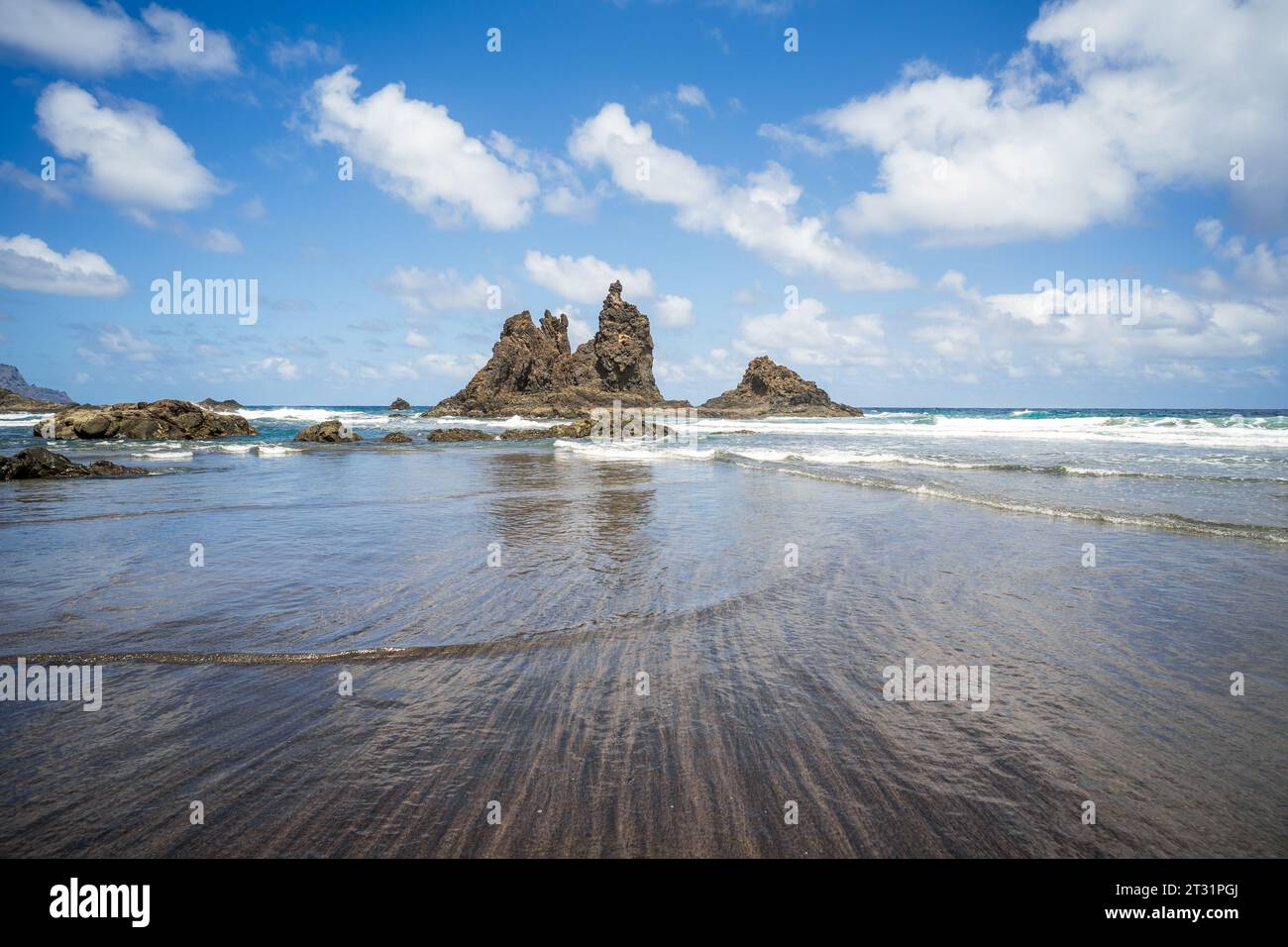 Playa de Benijo (Strand von Benijo), Atlantik. Nord-Teneriffa. Kanarische Inseln. Spanien. Stockfoto