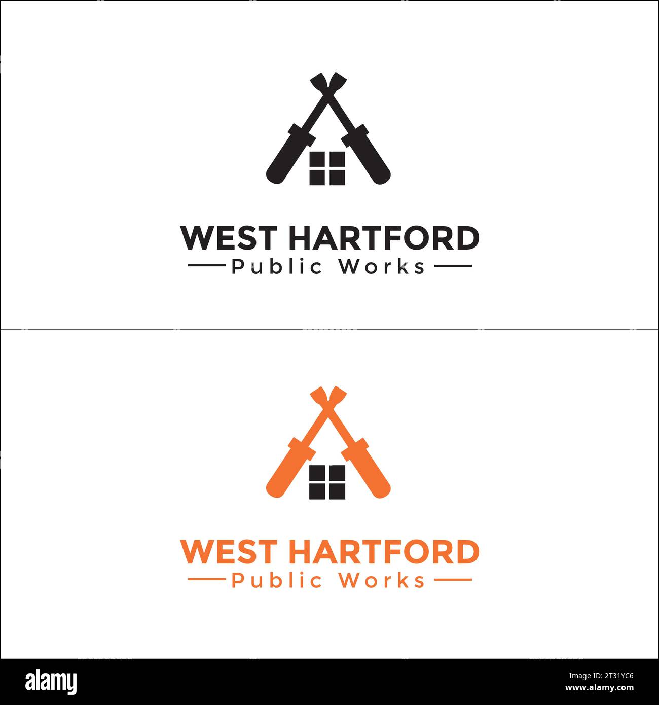 Logo-Design für Heimreparaturunternehmen in farbenfroher Schwarz-weiß-Form Stock Vektor