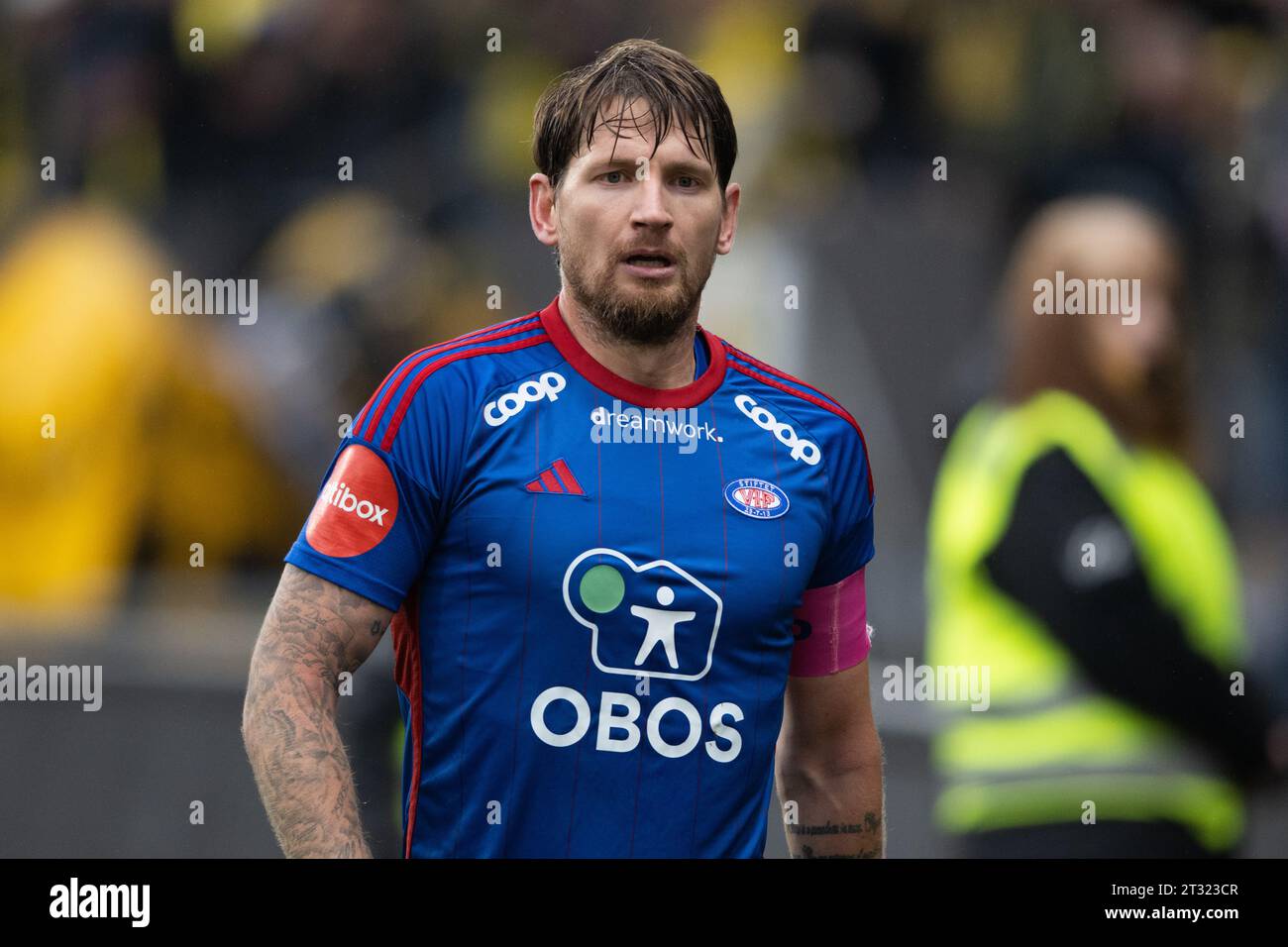 Lillestrom, Norwegen. Oktober 2023. Stefan Strandberg (4) aus Vaalerenga, der während des Eliteserien-Spiels zwischen Lillestrom und Vaalerenga im Aaraasen Stadion Lillestrom zu sehen war. (Foto: Gonzales Photo/Alamy Live News Stockfoto