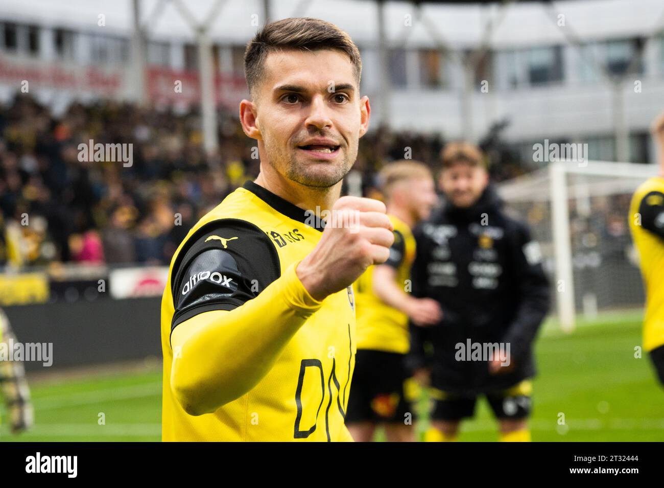 Lillestrom, Norwegen. Oktober 2023. Ylldren Ibrahimaj (7) aus Lillestrom wurde nach dem Eliteserien-Spiel zwischen Lillestrom und Vaalerenga im Aaraasen Stadion Lillestrom gesehen. (Foto: Gonzales Photo/Alamy Live News Stockfoto