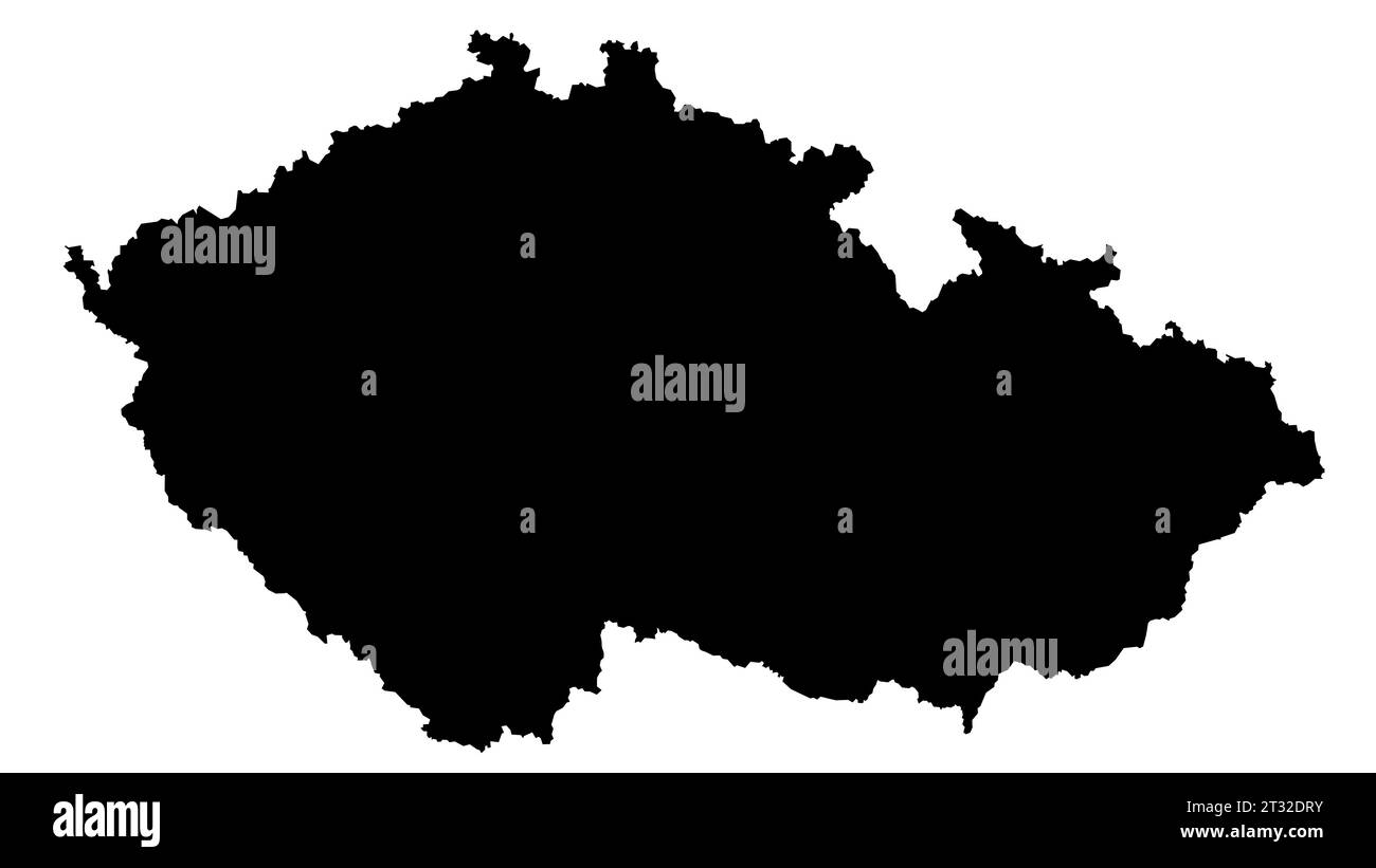 Vektorillustration der Tschechischen Republik Karte, schwarze Silhouette Stockfoto