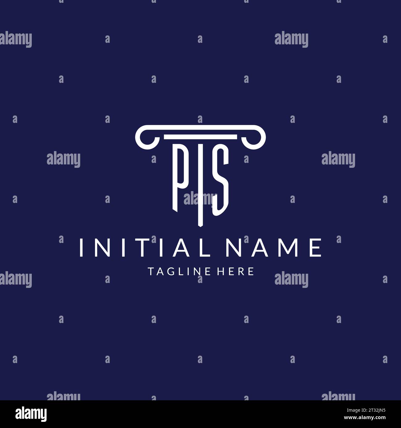 PS-Logo-Monogramm mit säulenförmigem Design Vektor Stock Vektor