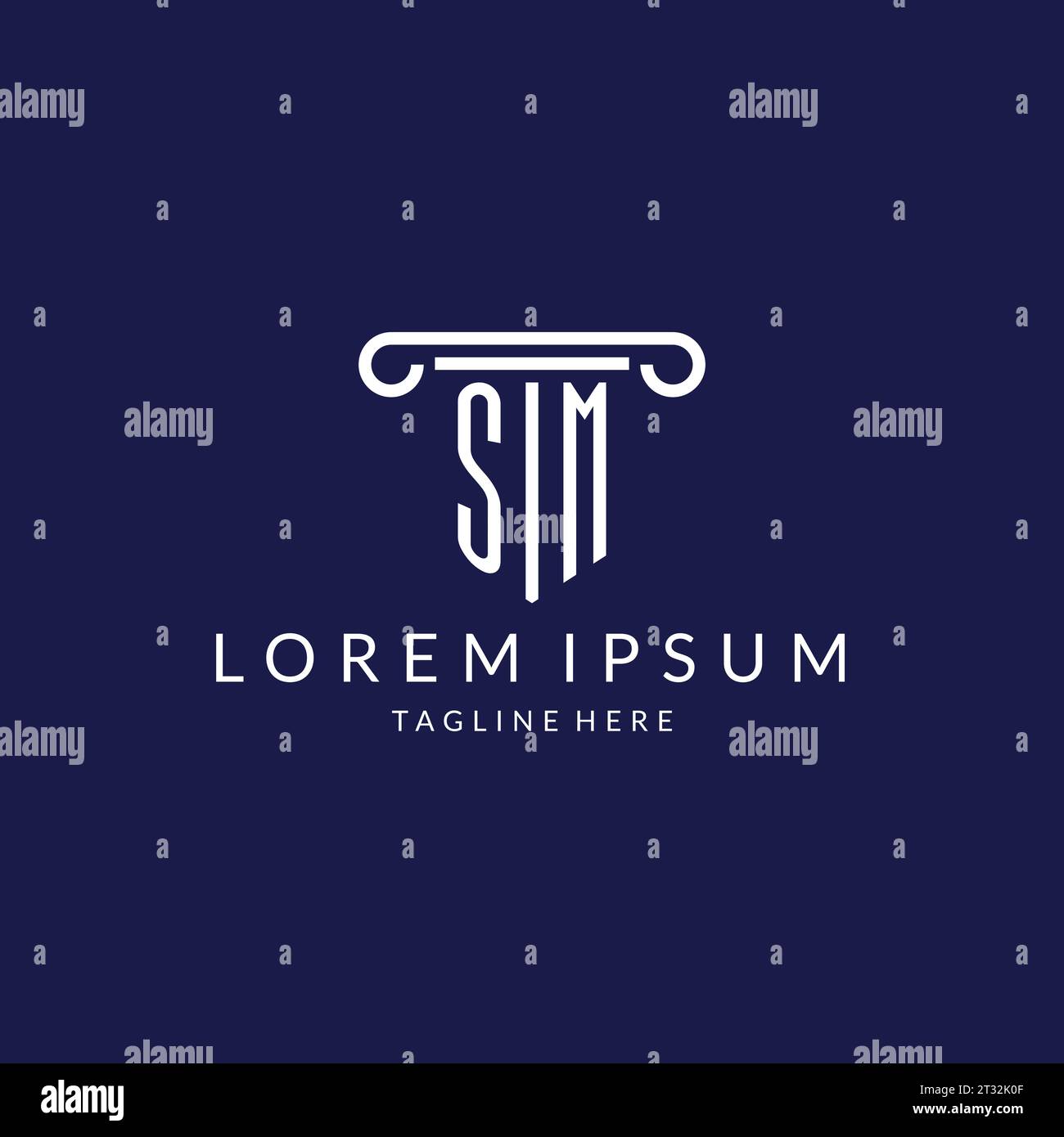 SM-Logo-Monogramm mit säulenförmigem Design Vektor Stock Vektor