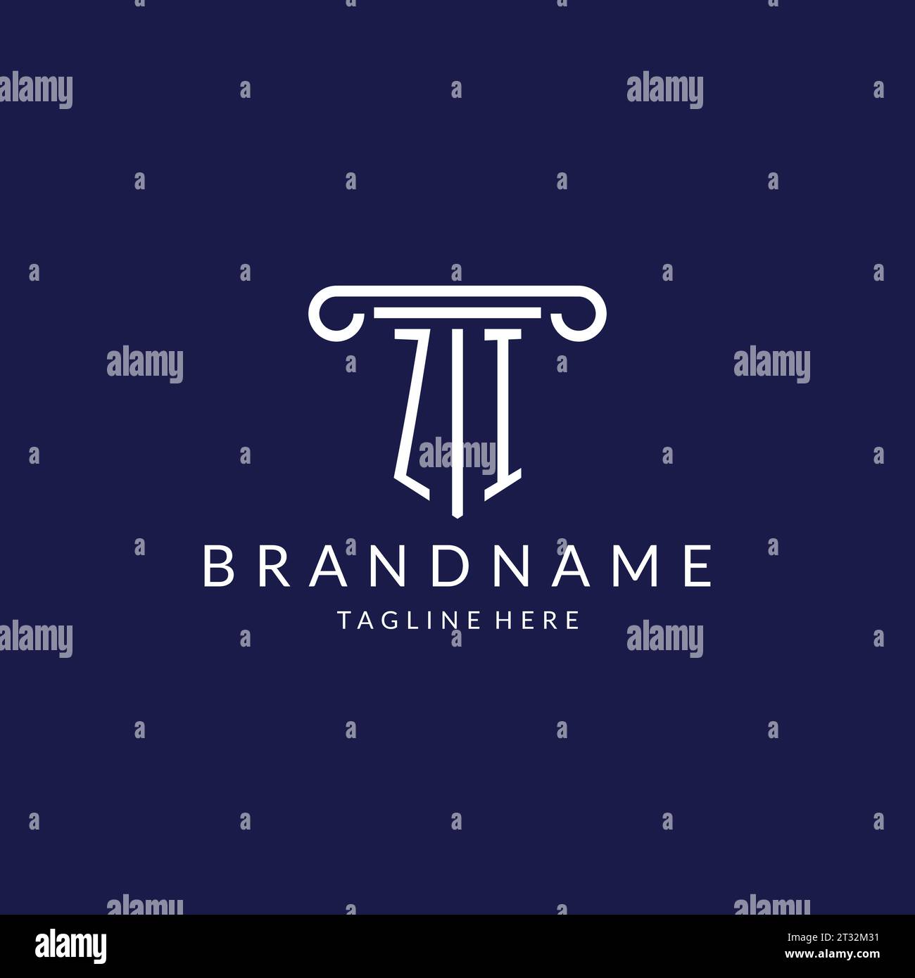 ZI-Logo-Monogramm mit säulenförmigem Design Vektor Stock Vektor