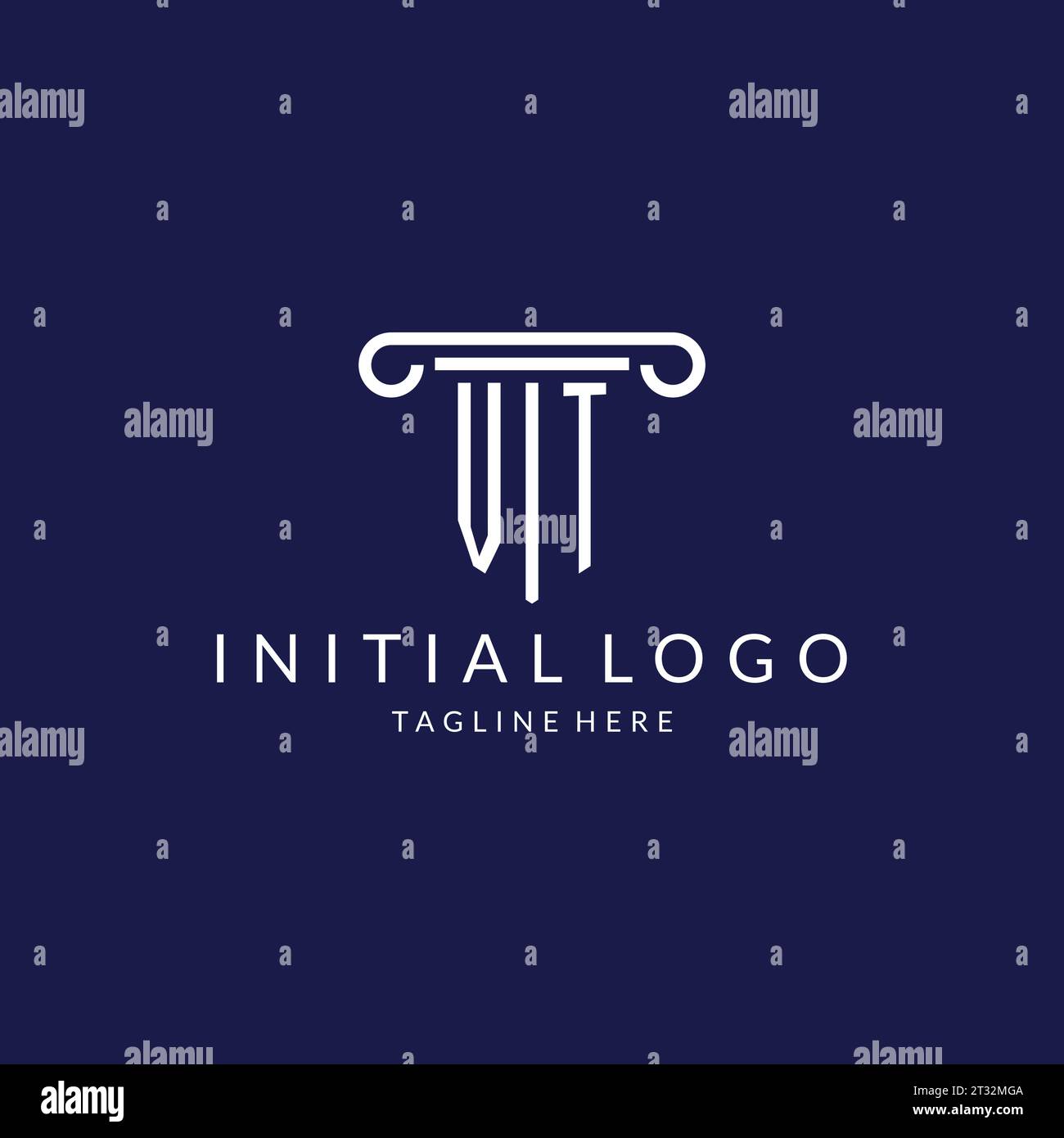 VT-Logo-Monogramm mit säulenförmigem Design Vektor Stock Vektor