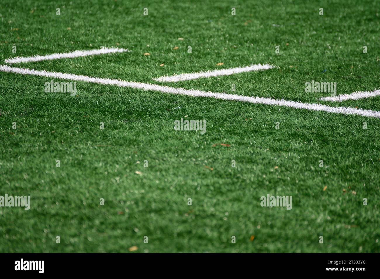 Yard Markierungen auf einem American Football Feld Stockfoto